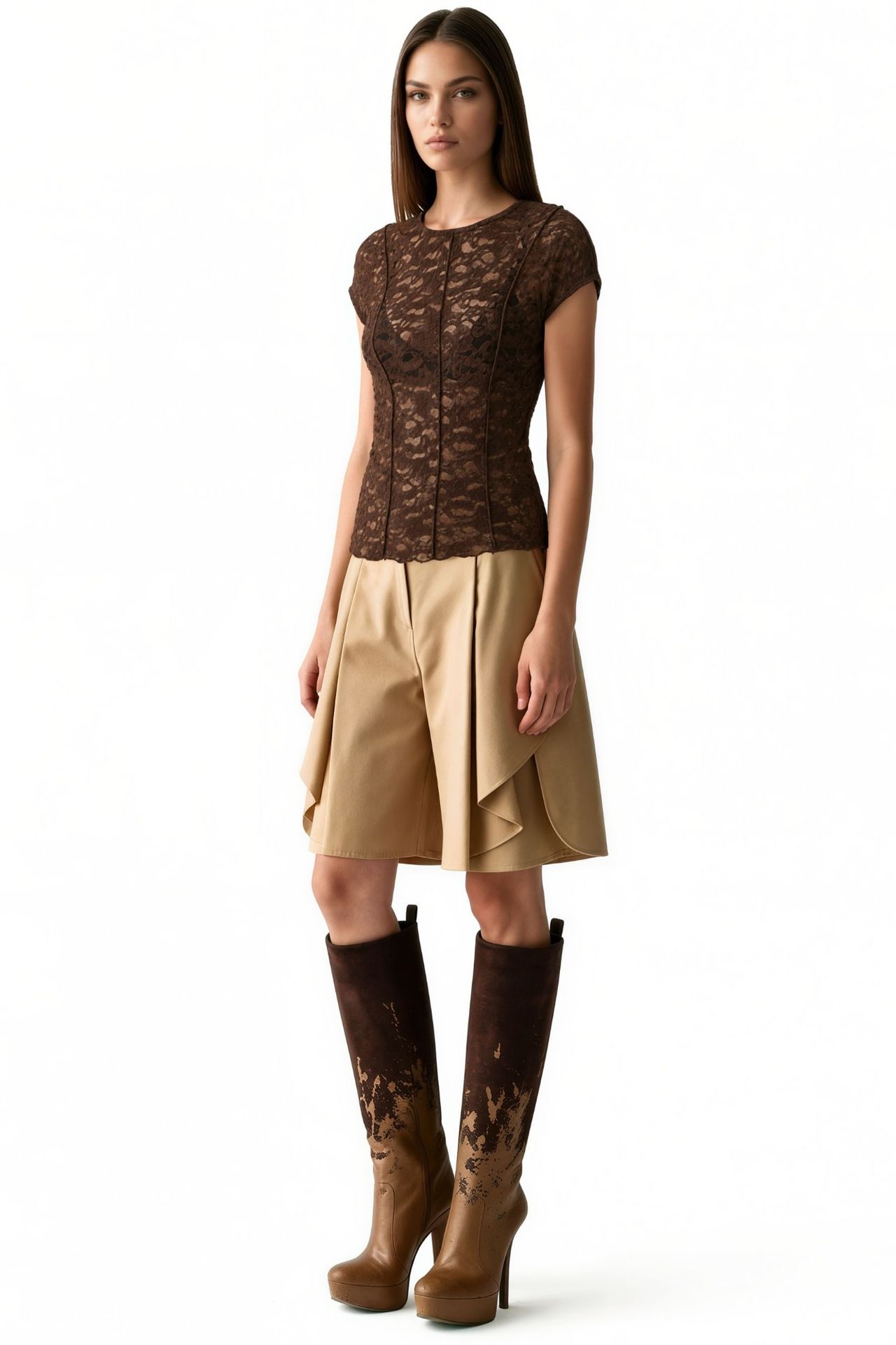 BUSEM Women's Lace Short Sleeve Blouse 2