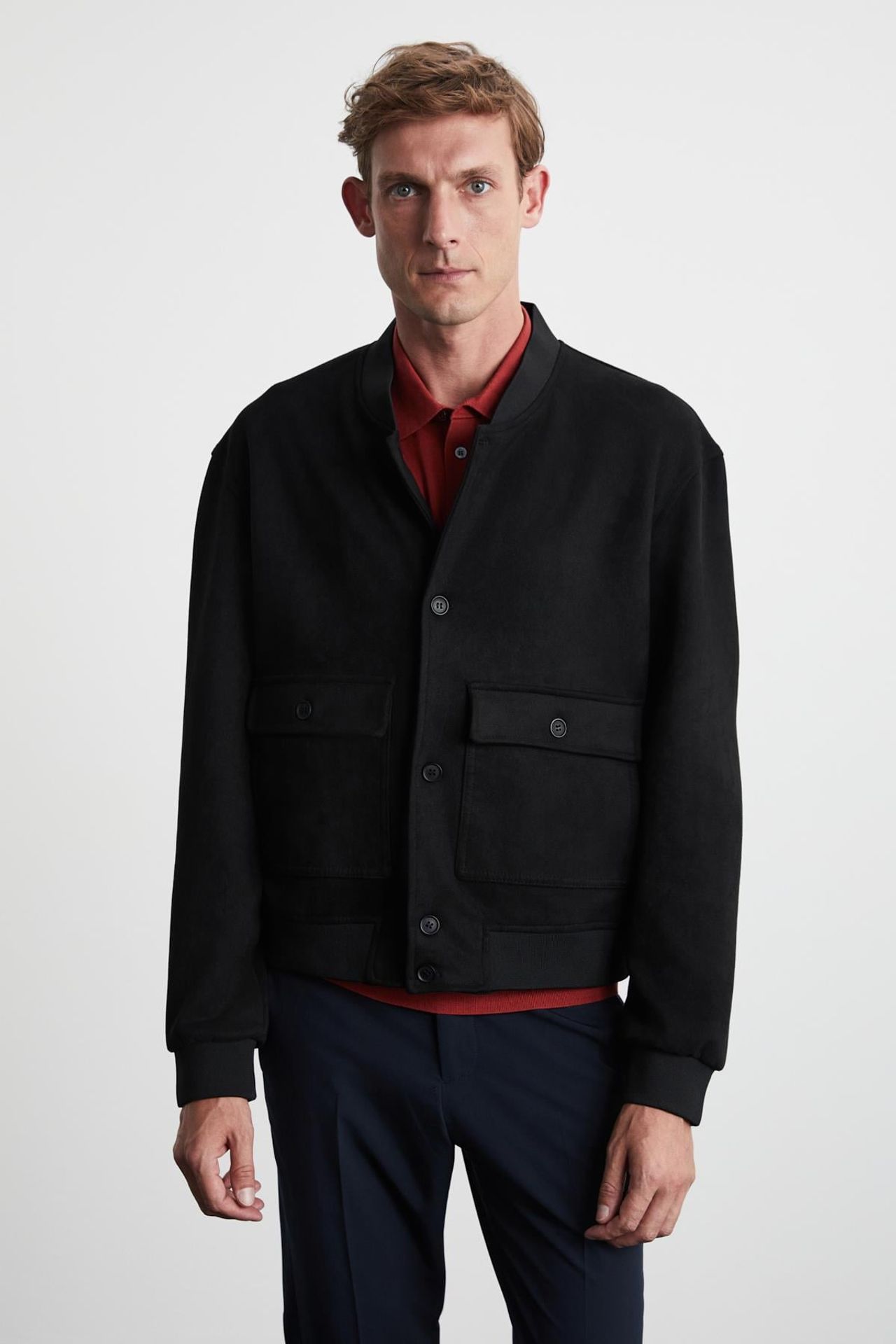 GRIMELANGE Bomber Collar Button Jacket 4