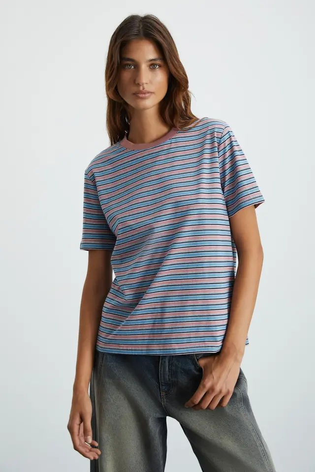 GRIMELANGE Striped Crew Neck T-Shirt