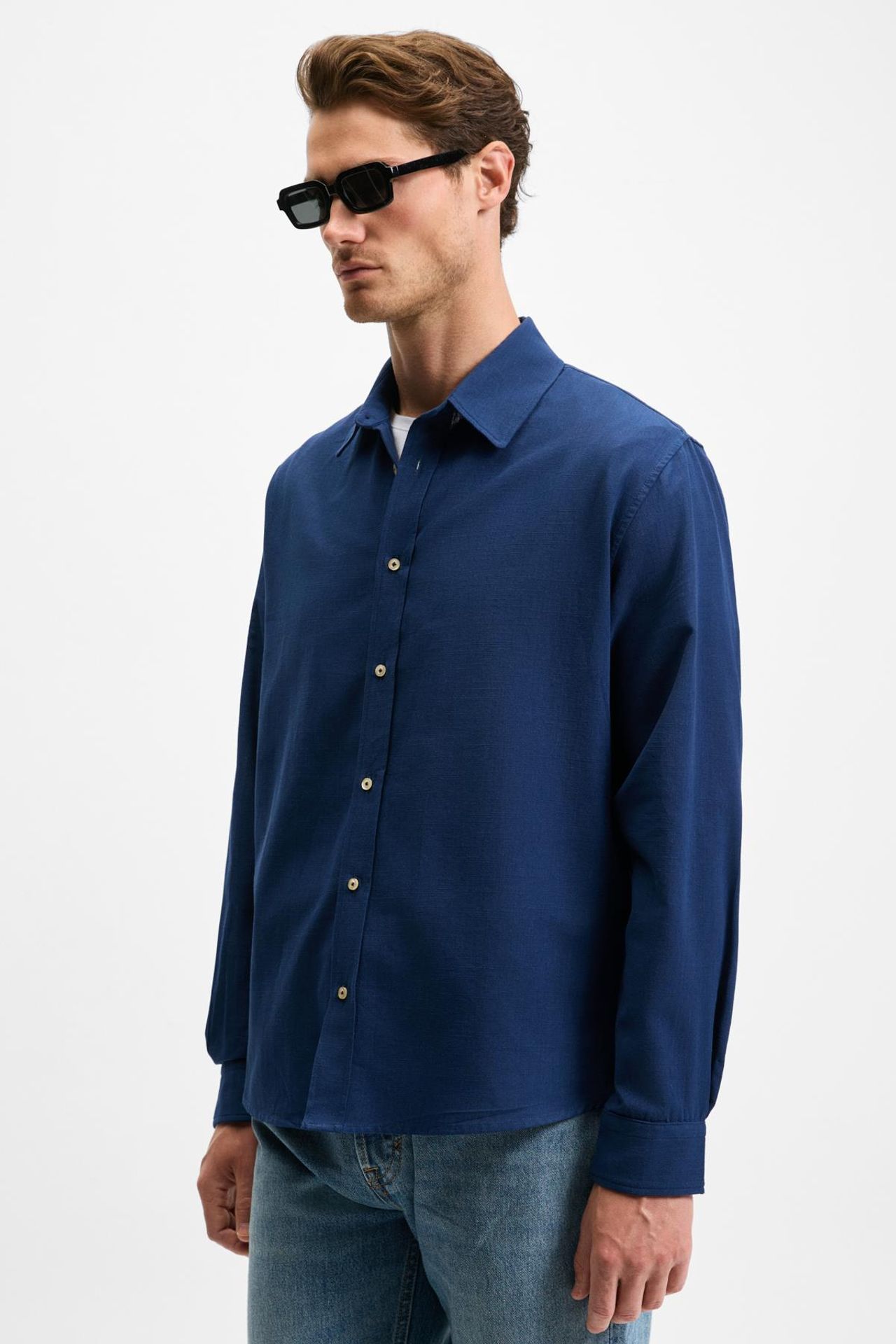 GRIMELANGE Straight Collar Button Front Shirt 4
