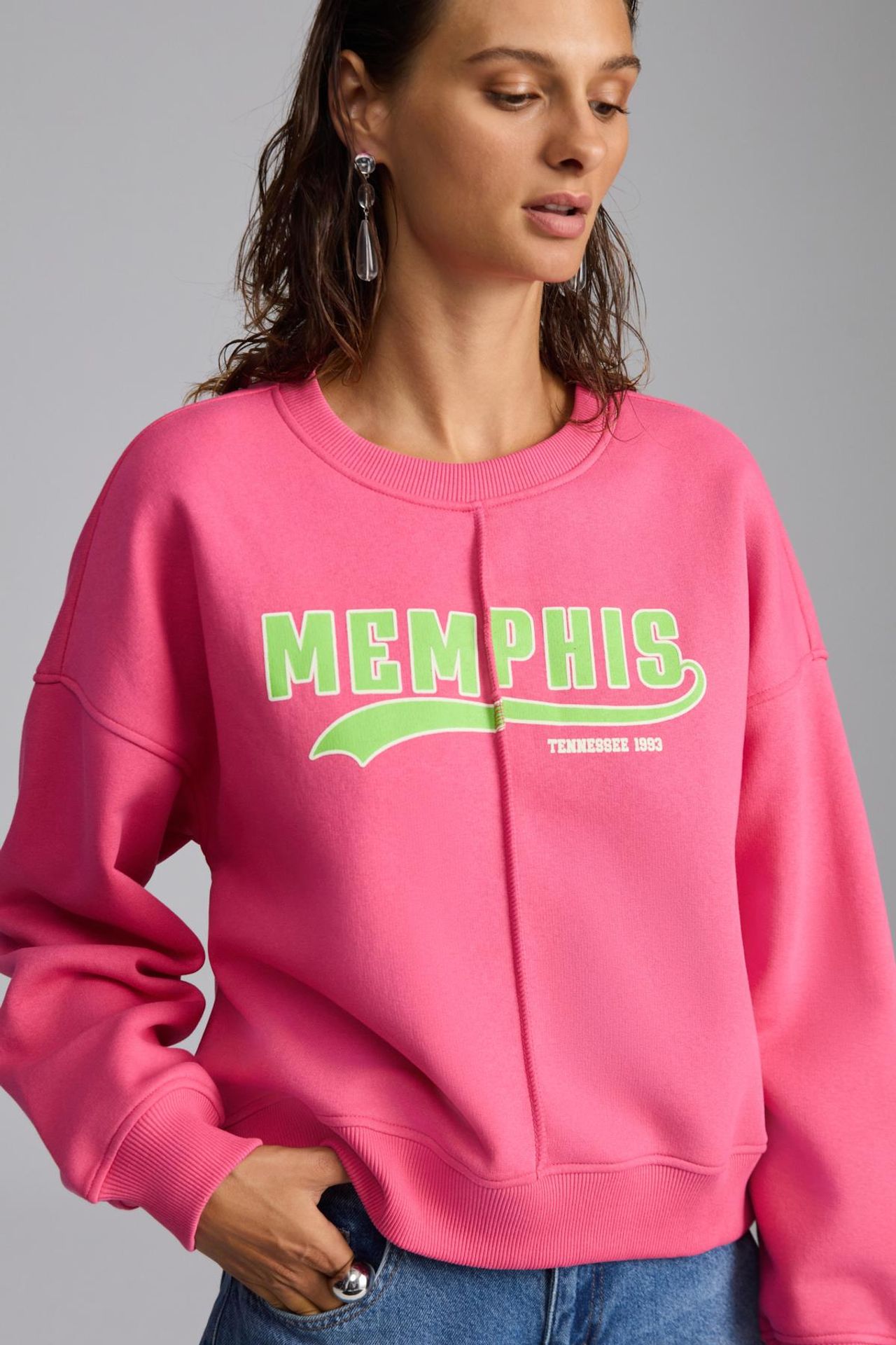 GRIMELANGE Oversized Printed Crew Neck Sweatshirt 3