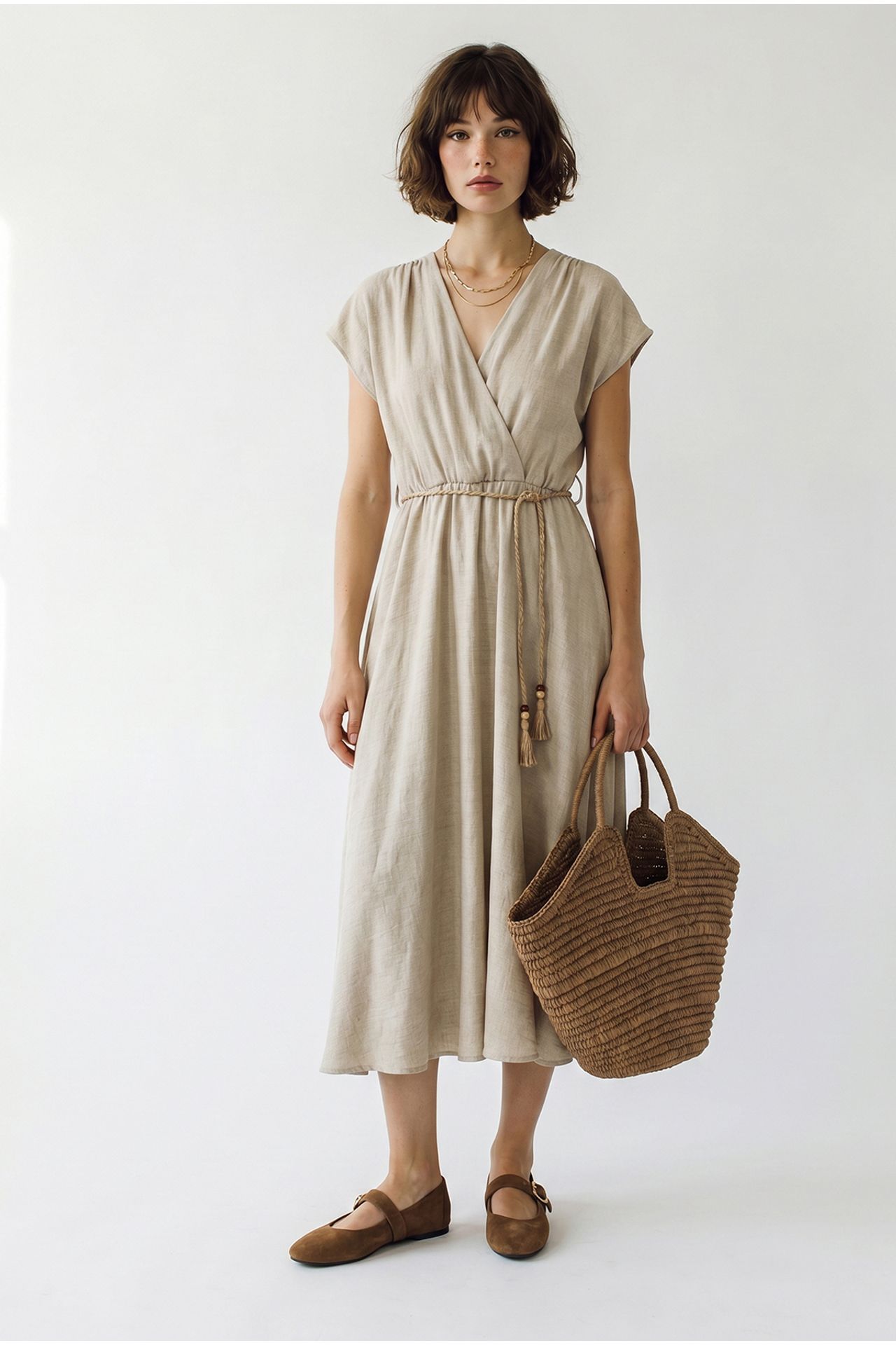LUCCI Belted Wrap Midi Dress 2