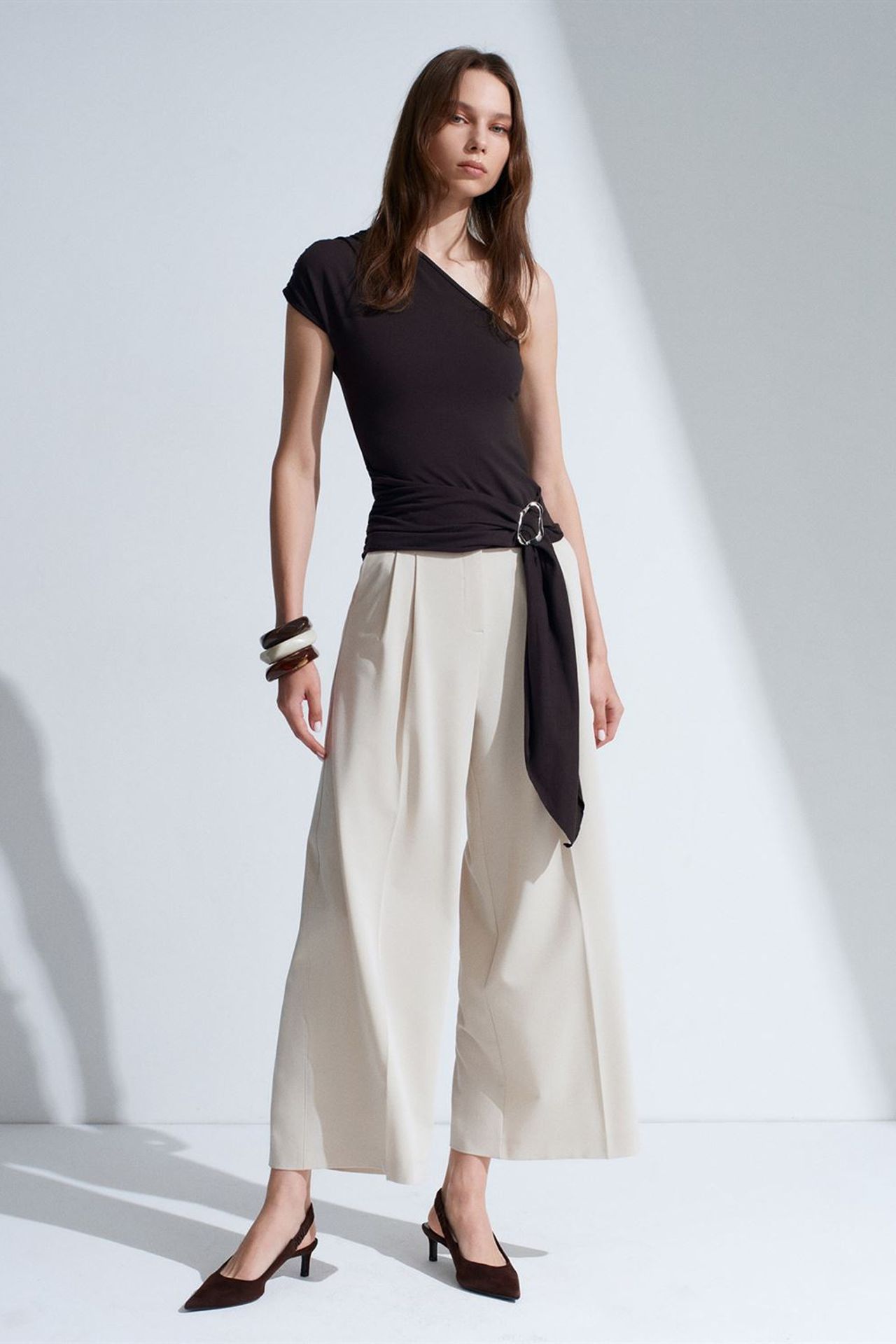 DILVIN Asymmetrical Tie Detail Blouse 4
