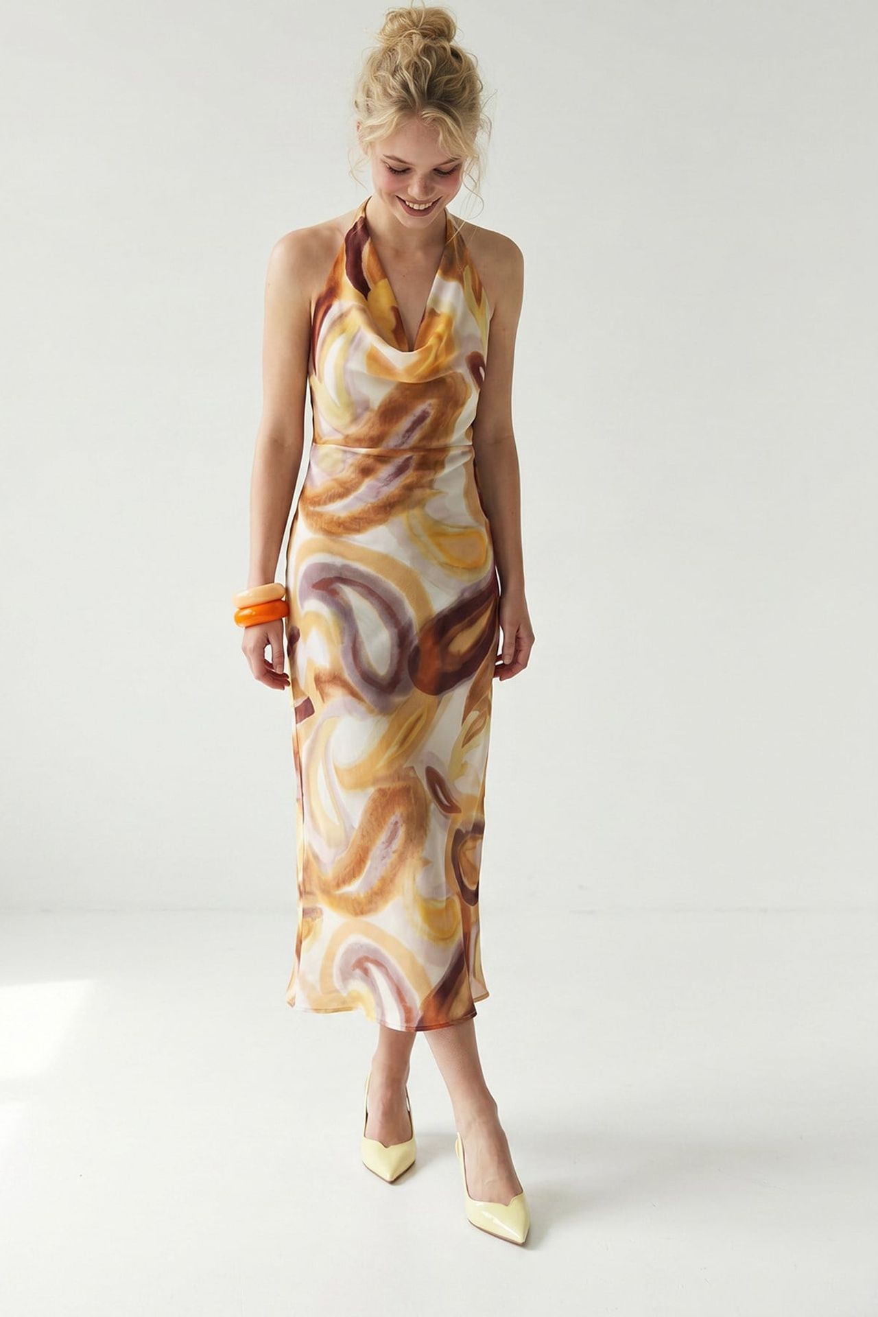 MIXRAY Abstract Chiffon Midi Dress 3