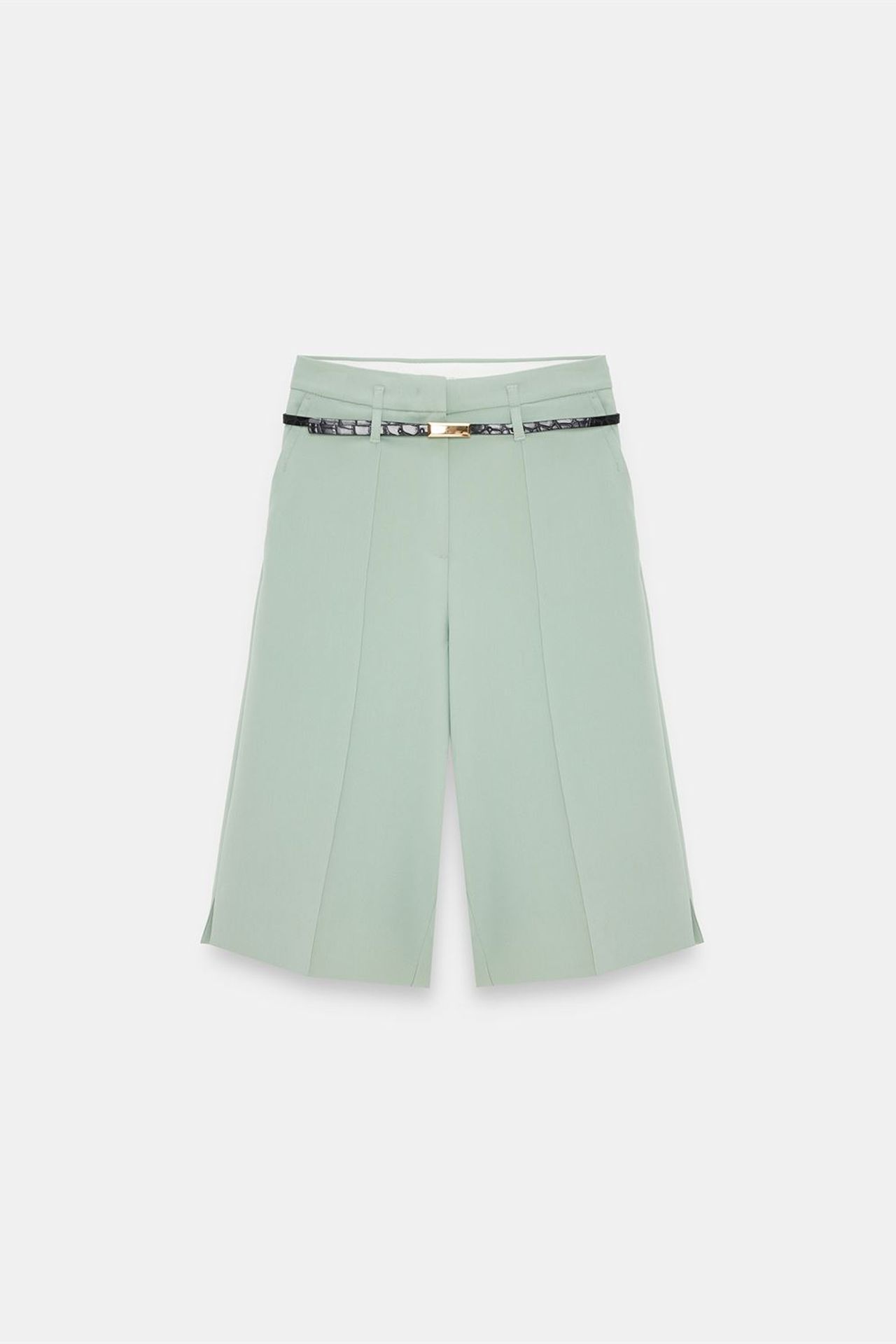 DILVIN High-waist Wide-leg Crepe Shorts With Belt