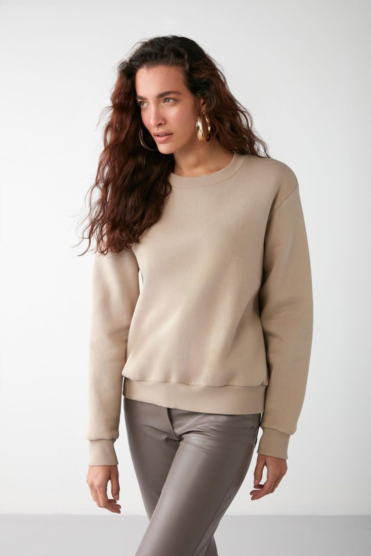 GRIMELANGE Geniş Kesimli Fitilli Bisiklet Yaka Sweatshirt 2