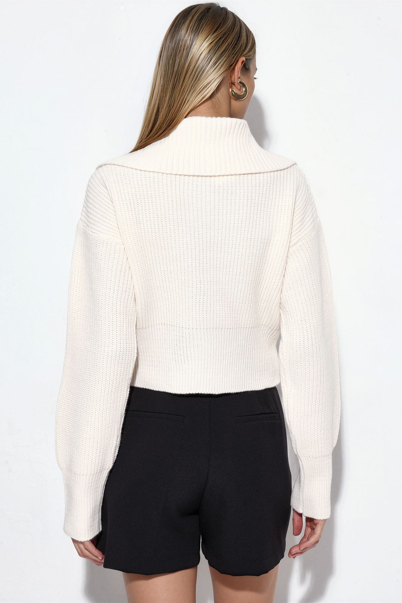 VIORNA Women’s Cropped Ribbed Zip Cardigan 4