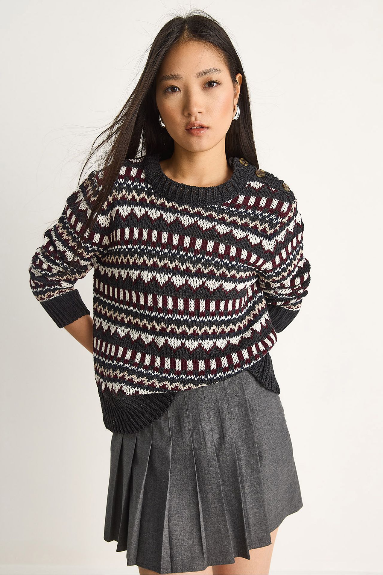 LUCCI Ethnic Patterned Knit Sweater 5