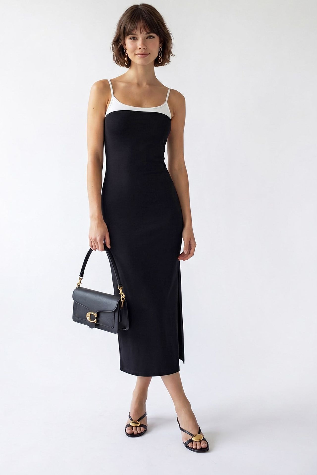 MIXRAY Sleeveless Bodycon Midi Dress With Slit 4