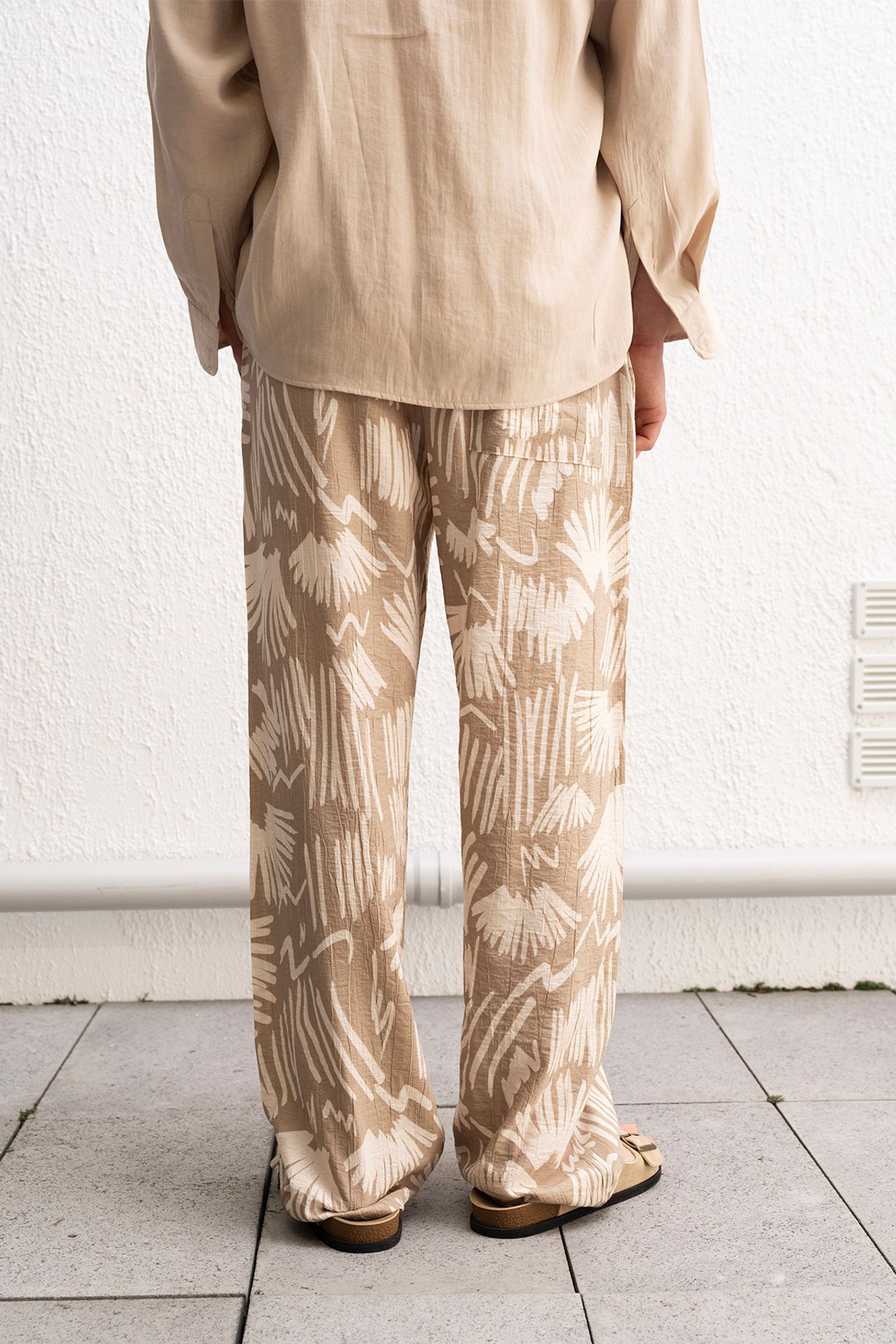 GIESTO Relaxed Fit Wide Leg Patterned Pants with Drawstring Waist 2