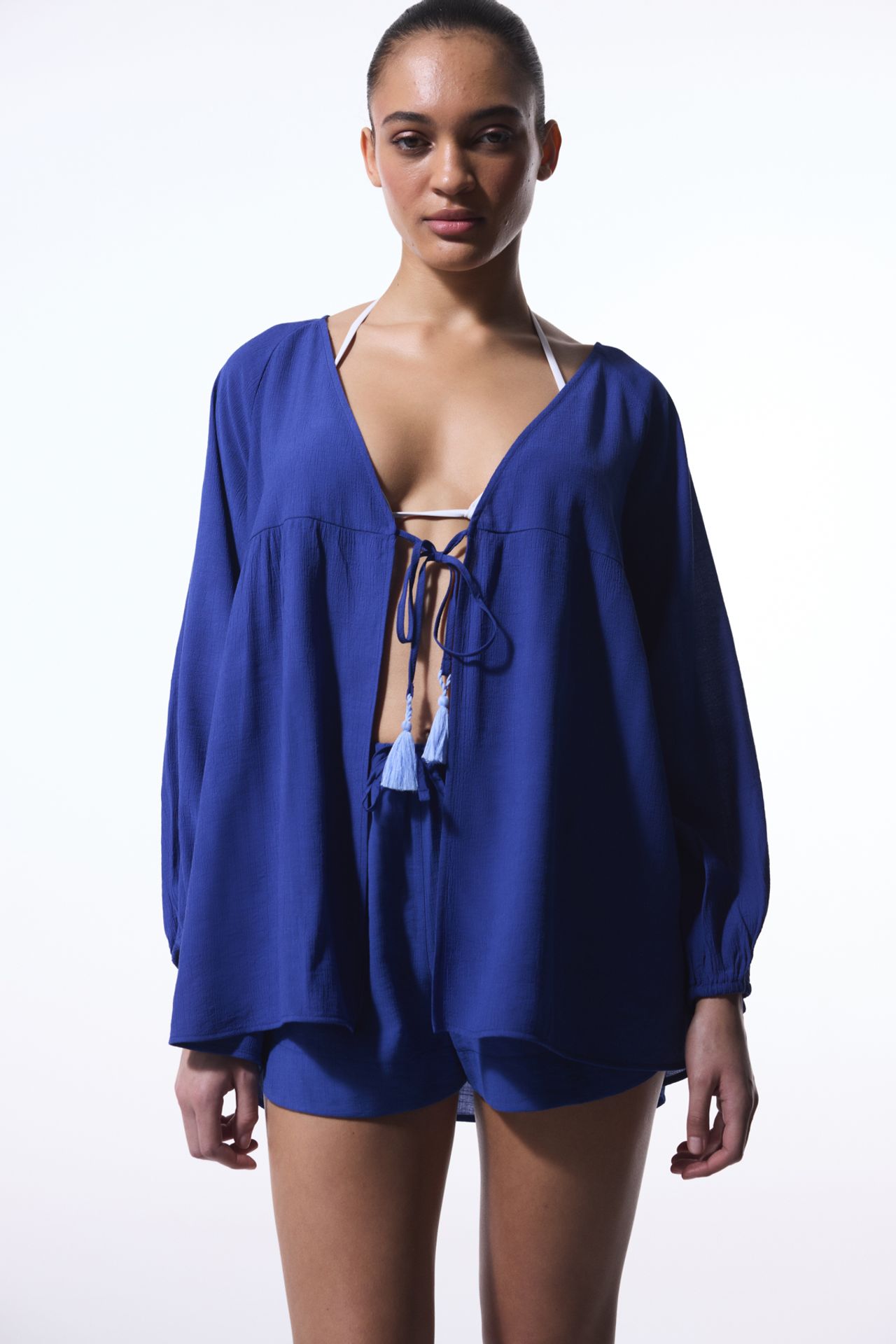 PENTI Freya Crinckle Short Sleeve V-Neck Midi Kimono 5