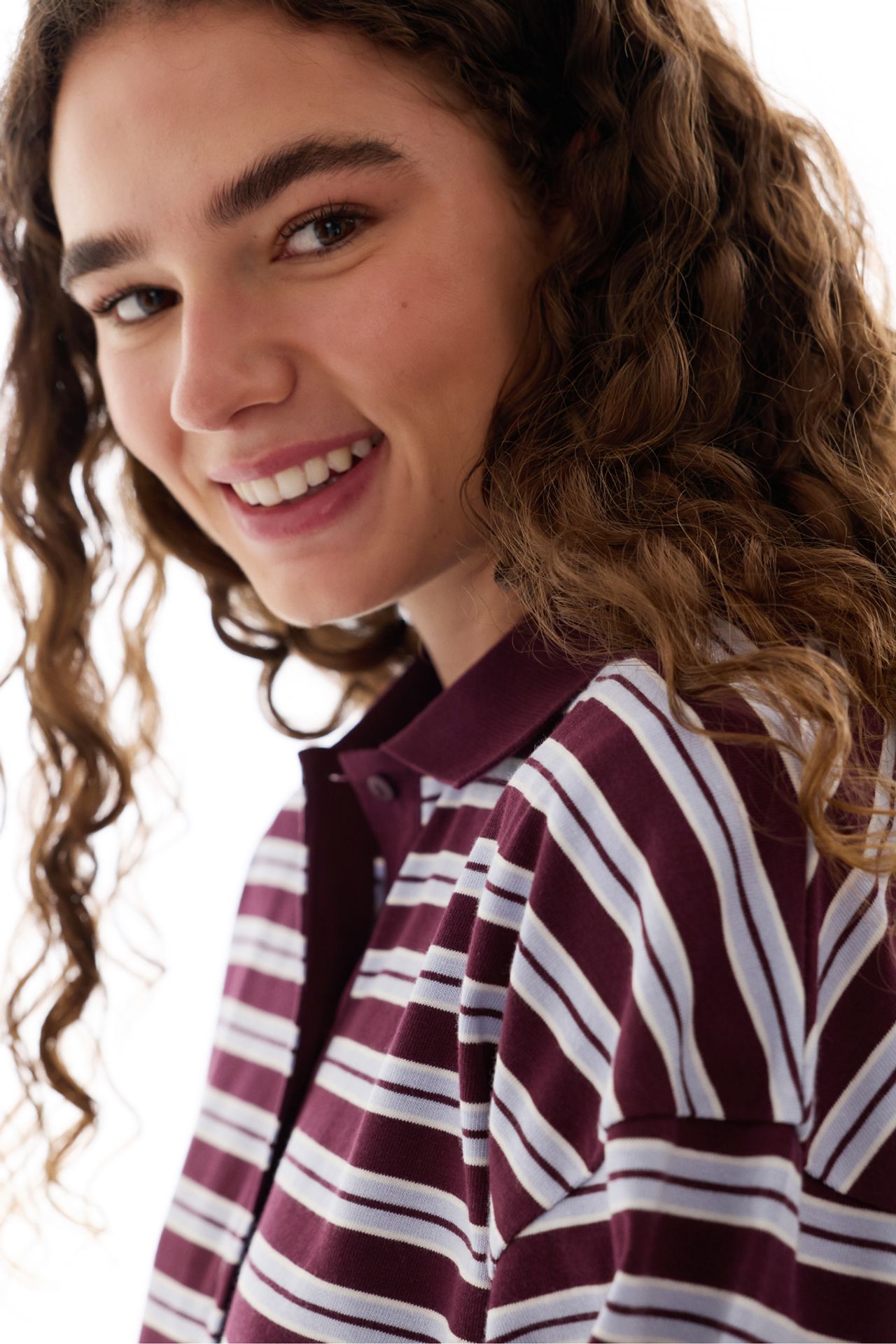 PENTI Striped Long Sleeve Polo Neck Top 3