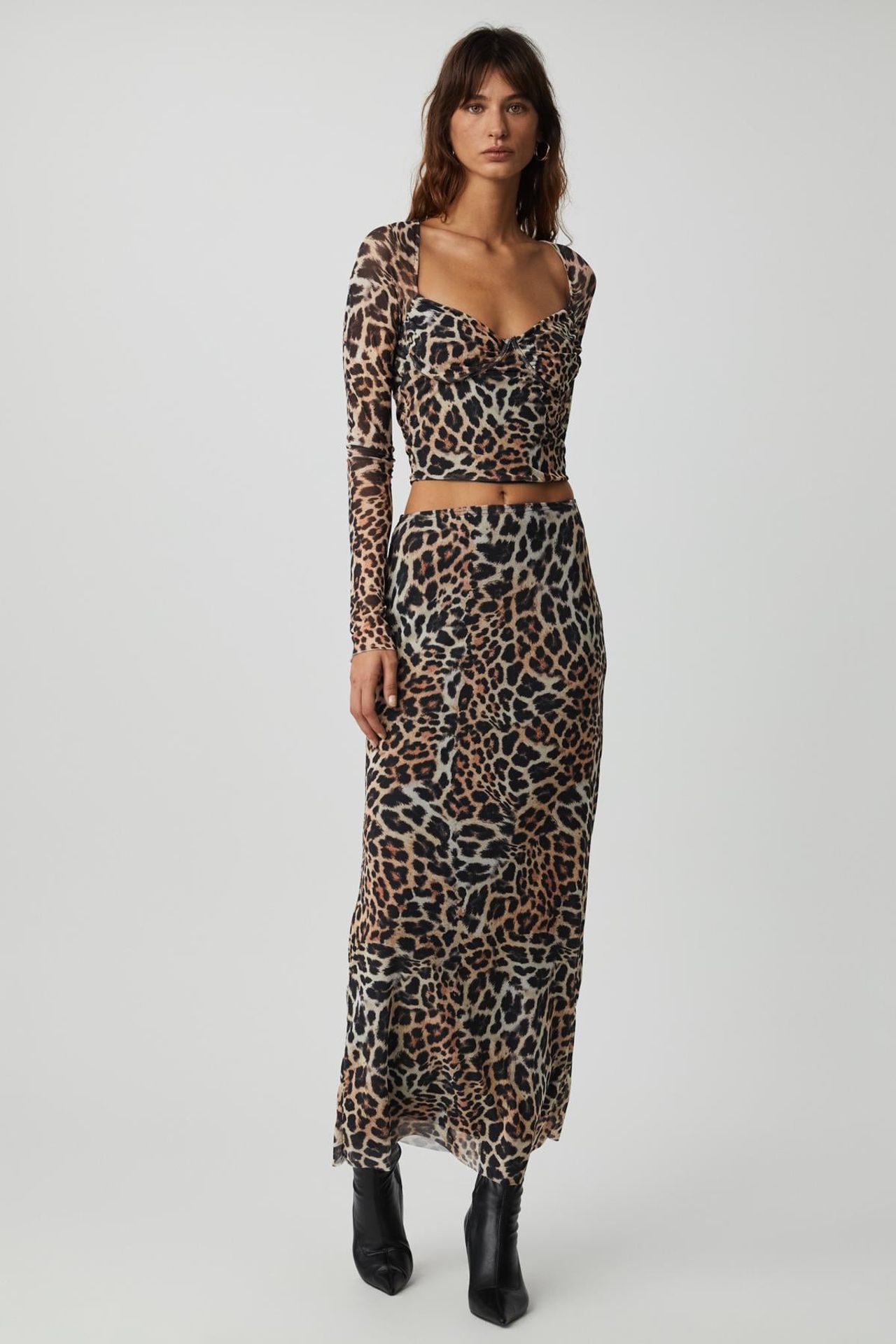 GRIMELANGE High Waist Leopard Maxi Skirt 1