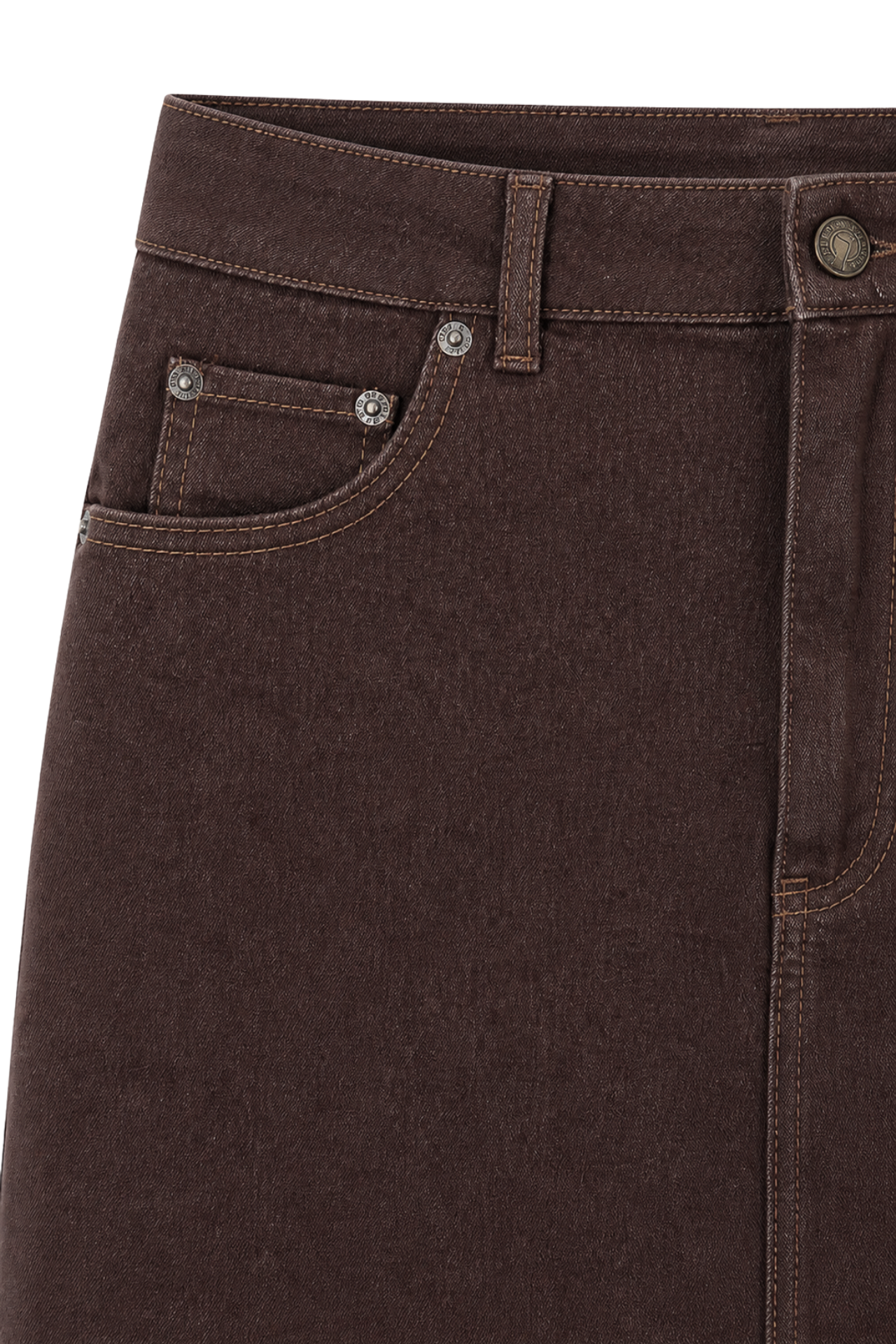 MIXRAY High Waist A-Line Denim Mini Skirt with Button Closure 2