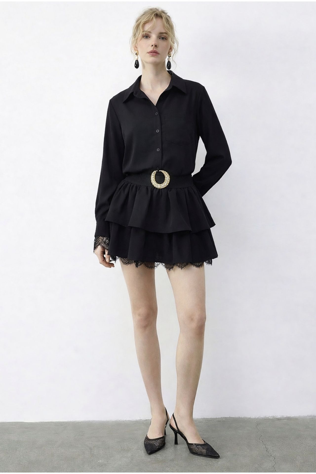 LUCCI Lace Trimmed Shirt Dress 1