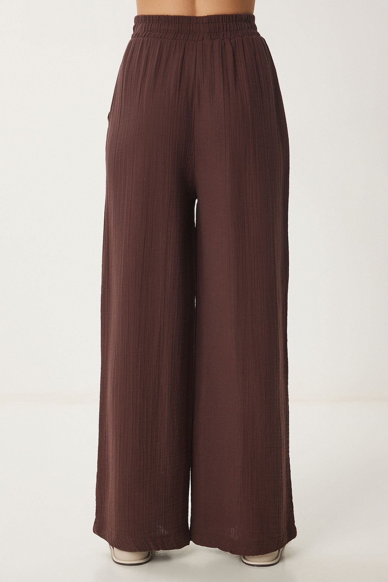 ISTANBUL Wide Leg Drawstring Waist Pants with Binding Detail 6