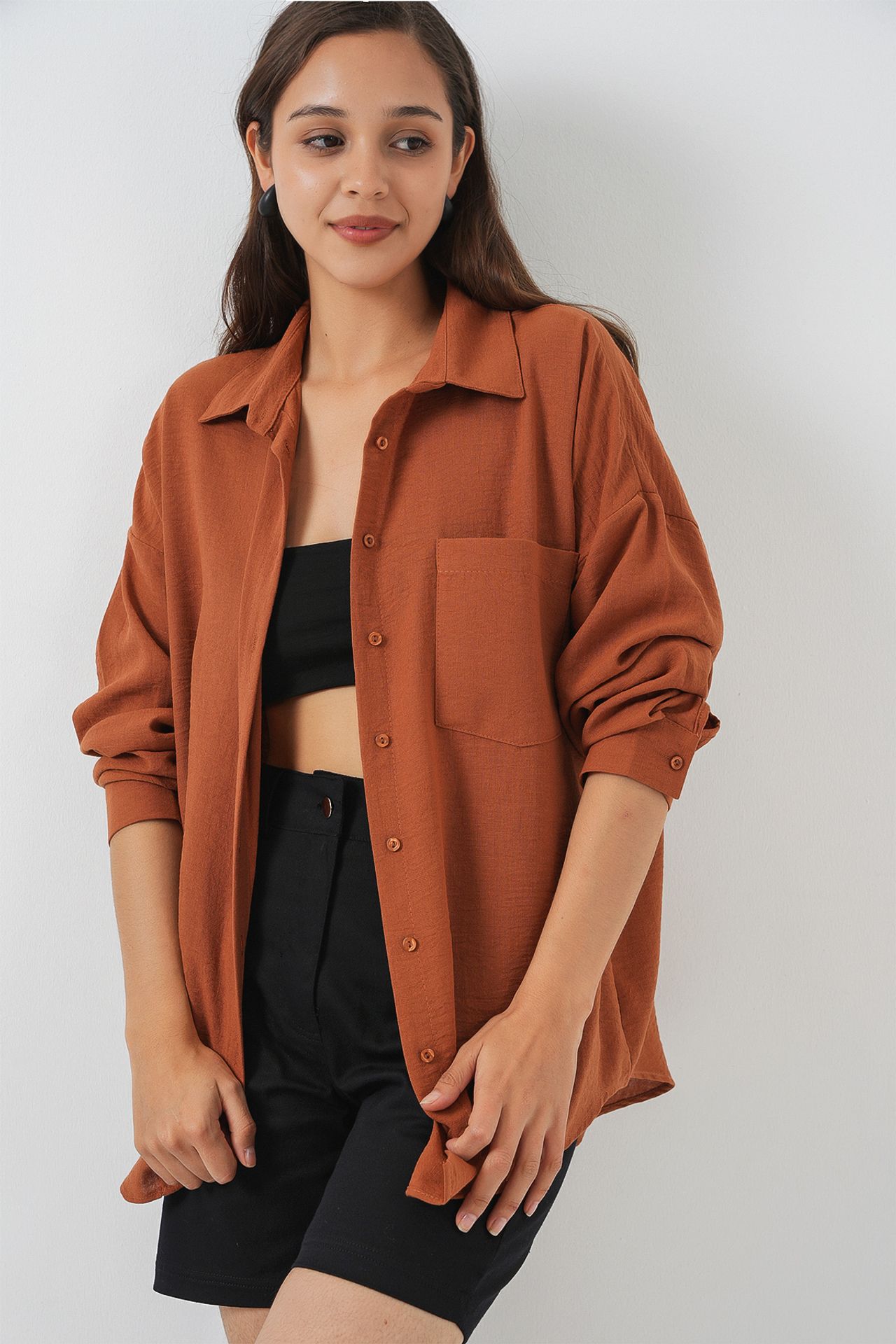 BDART Linen Blended Shirt with Button Closure