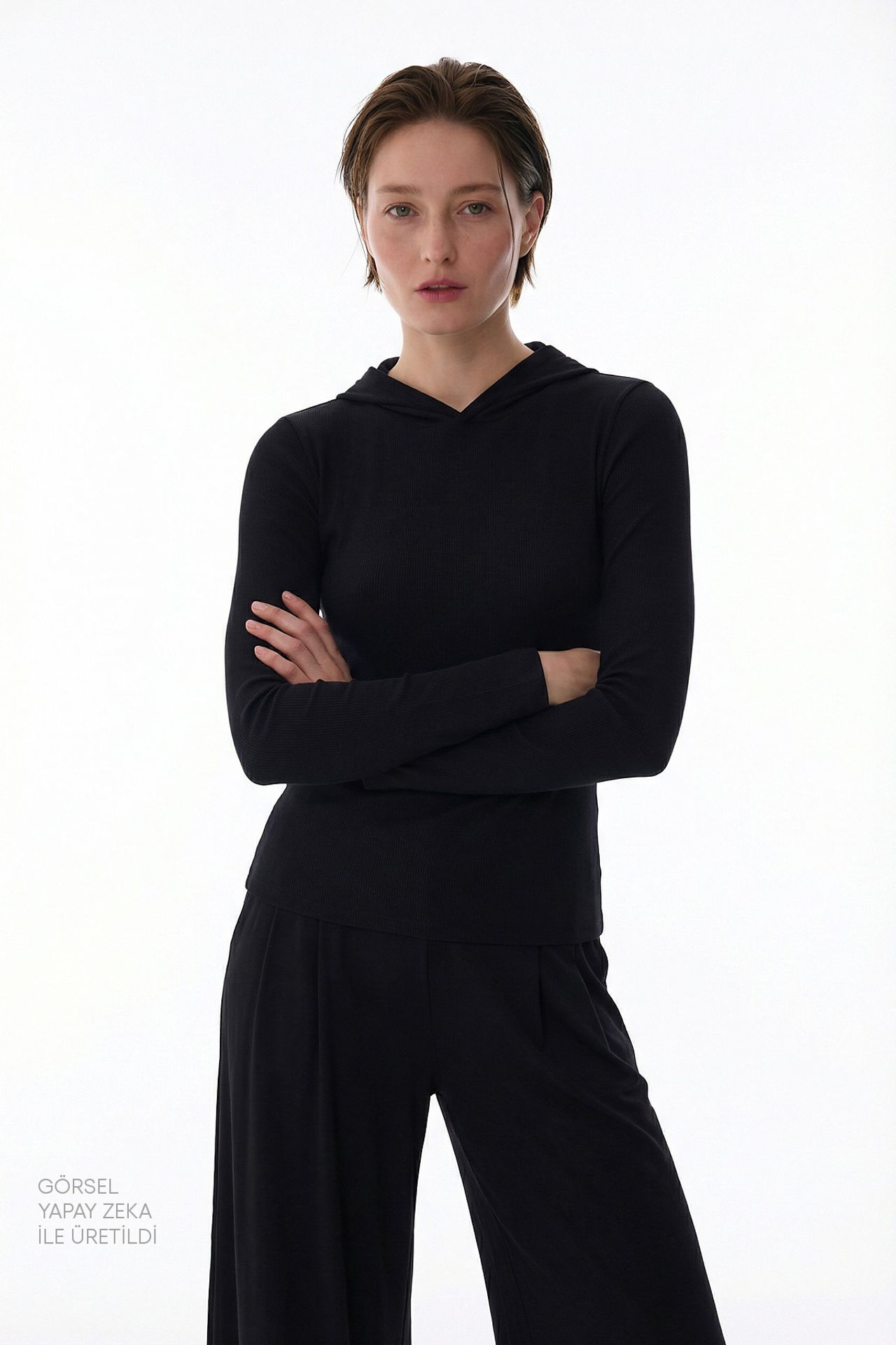 PENTI Hooded Ribbed Modal Sweatshirt 1