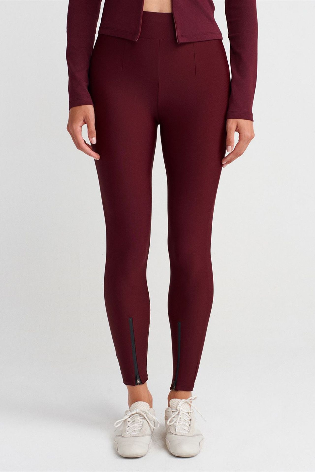DILVIN High-Waist Skinny Leggings With Zip Detail