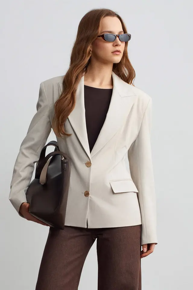 DILVIN Women's Crepe Blazer Jacket