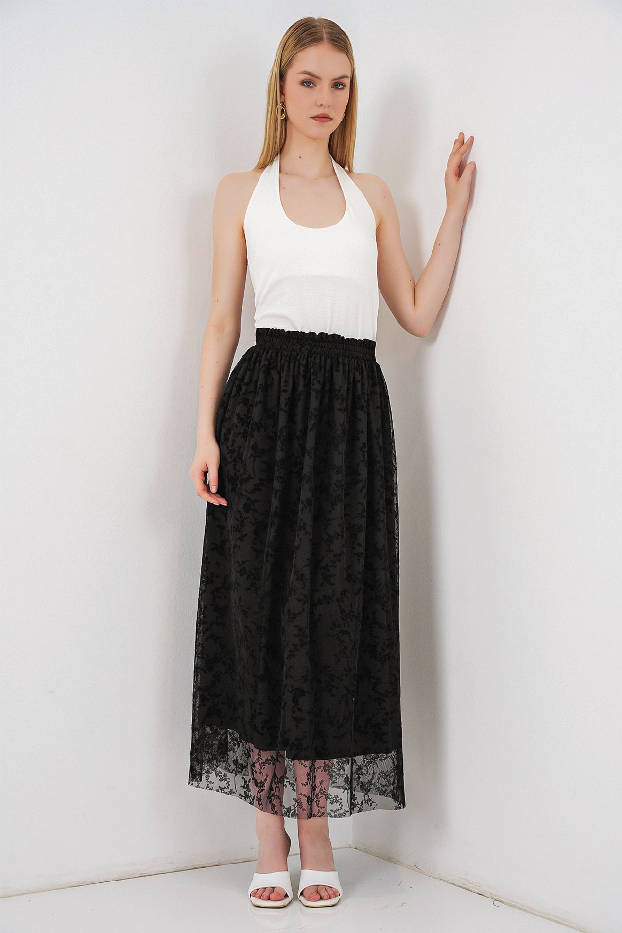 BDART Floral High Waist Maxi A-Line Skirt 1