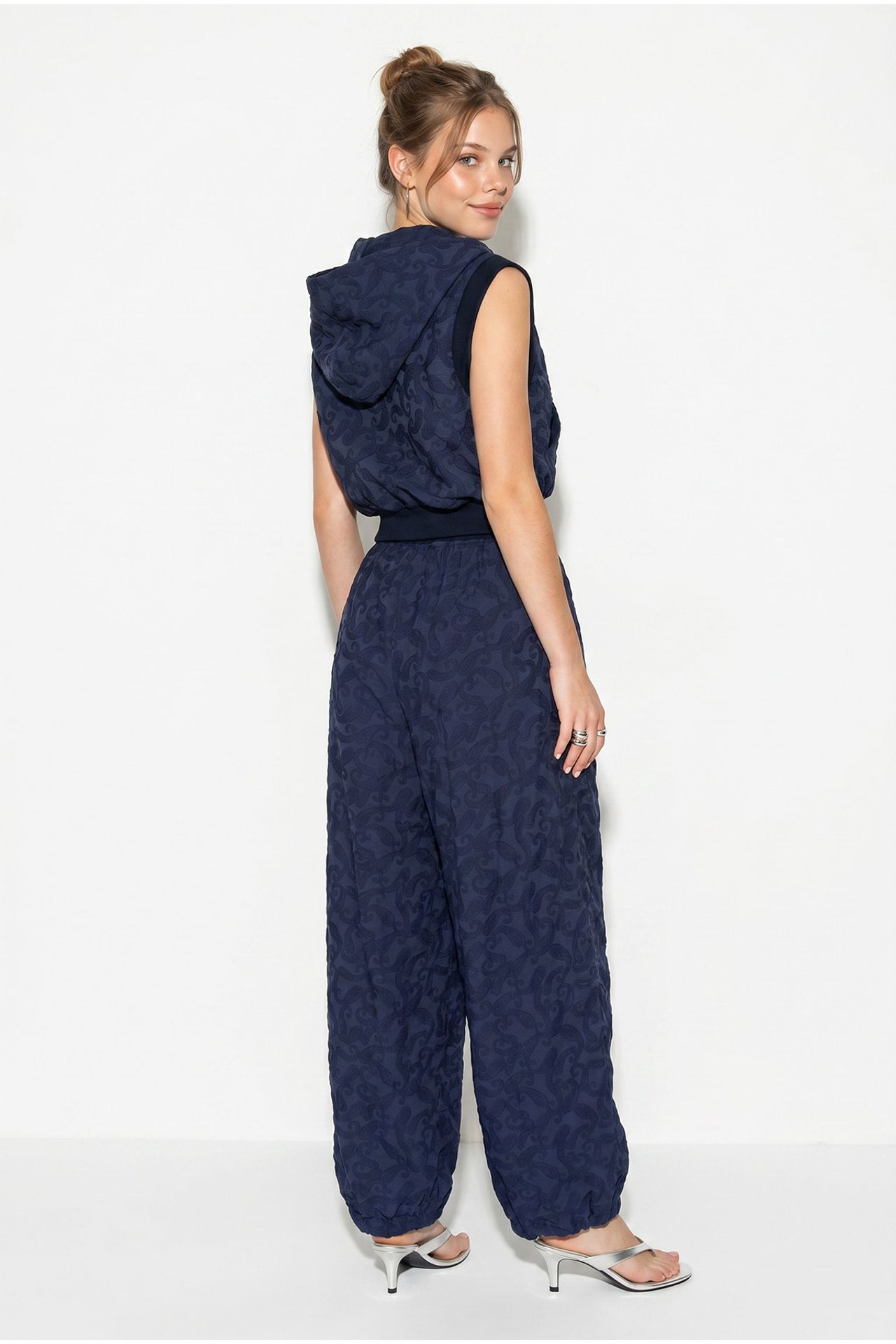 LUCCI Patterned Hooded Vest And Wide-Leg Trousers Set 5