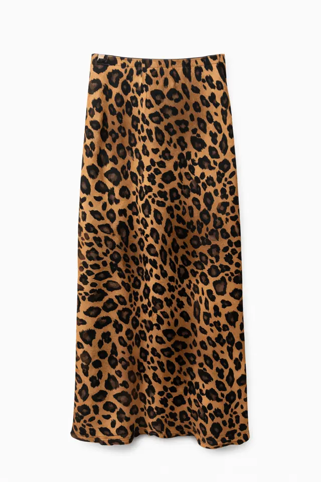 MIXRAY Women's High Waist Leopard Maxi Skirt