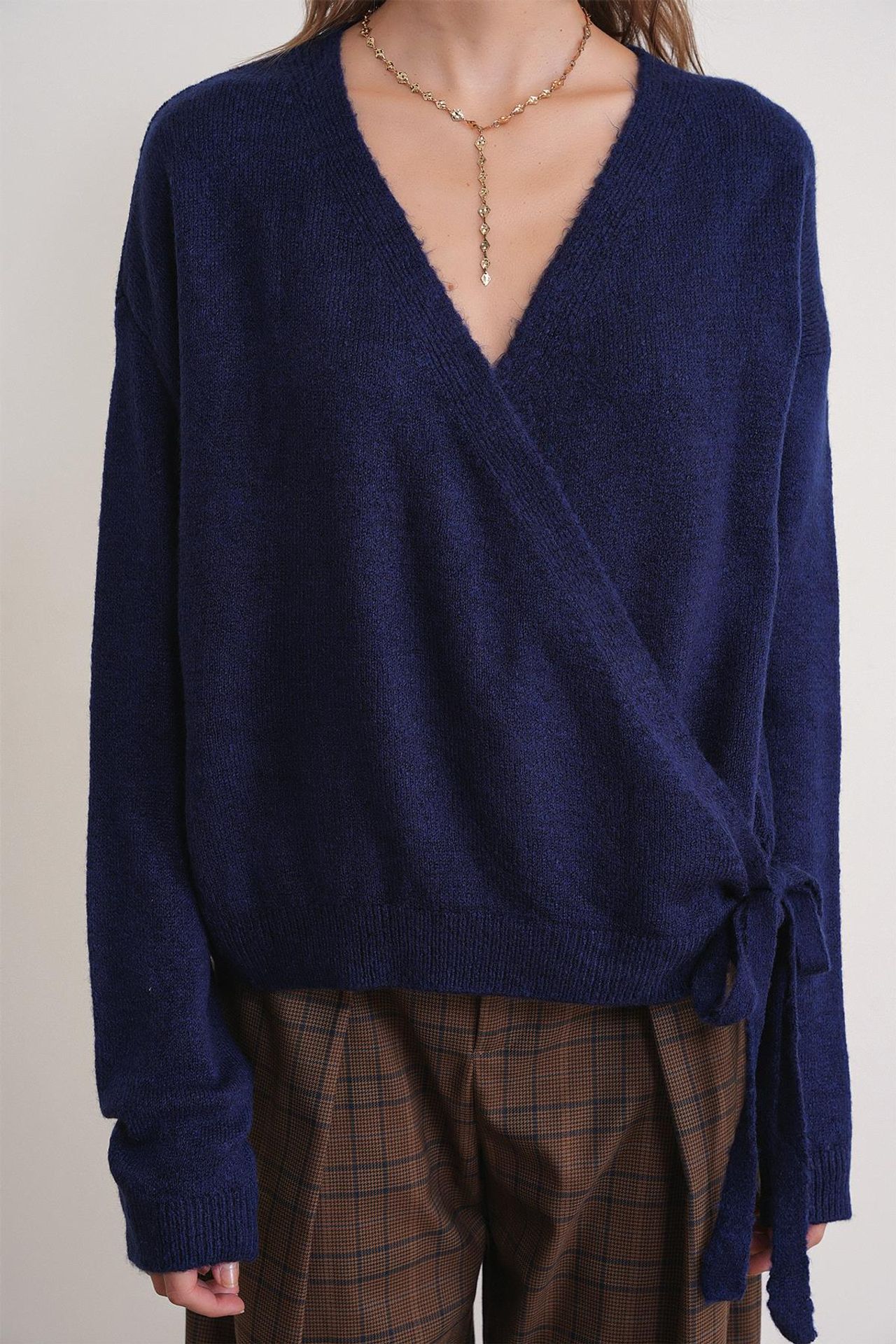 Mixray Ribbed V-Neck Tie-Front Cardigan 6