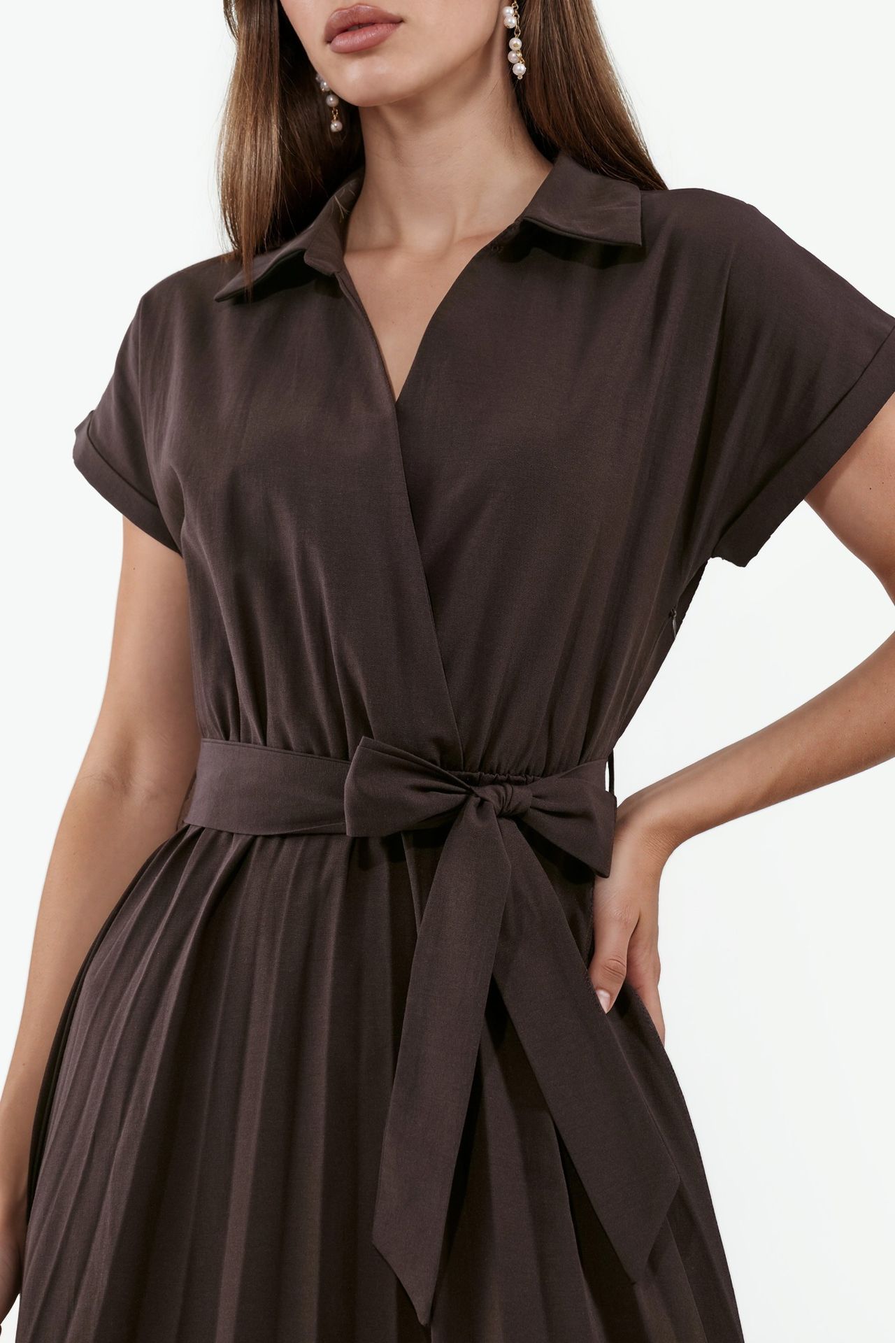 BUSEM Belted Wrap Midi Dress