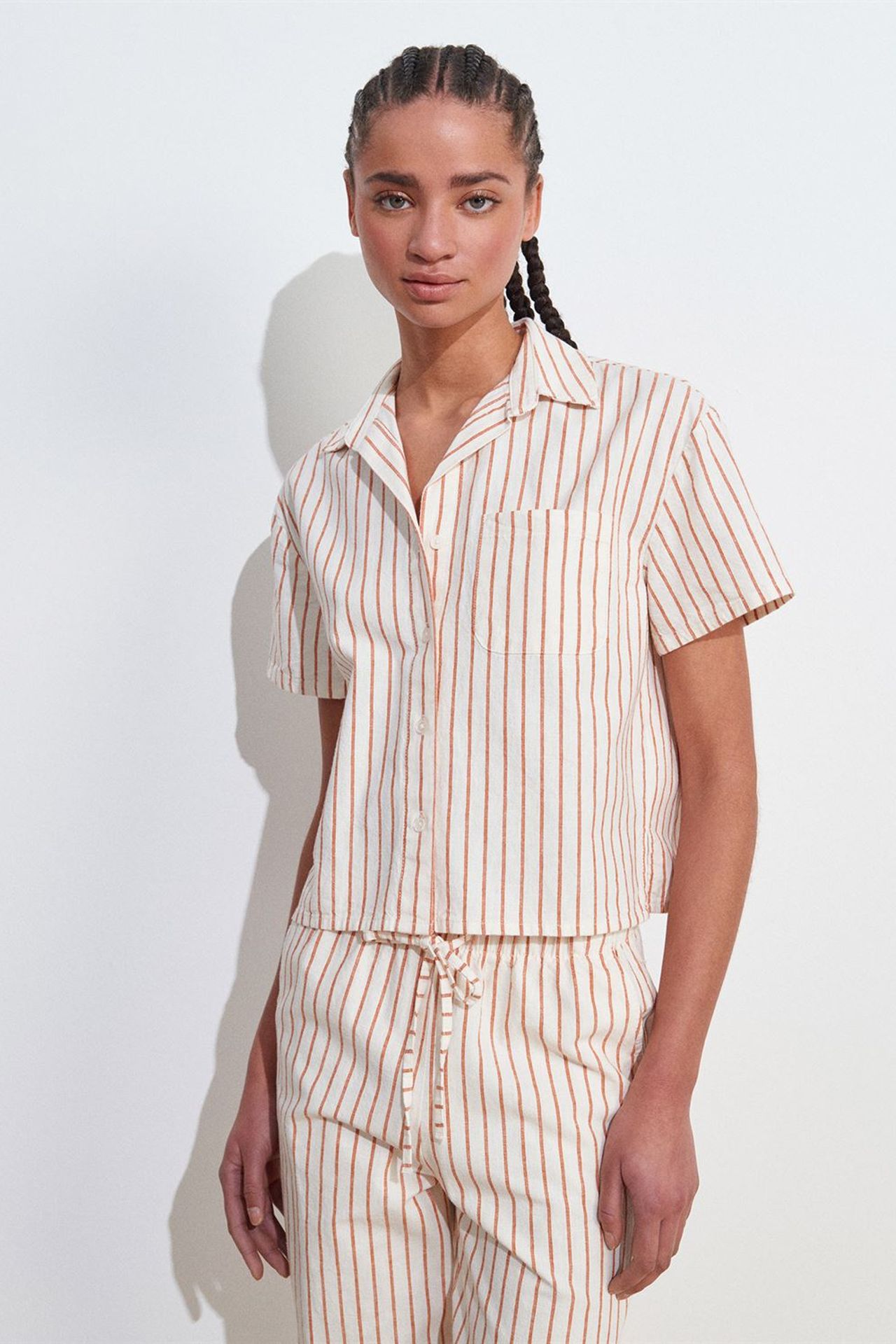 DILVIN Linen Blend Short-Sleeve Button Shirt 1