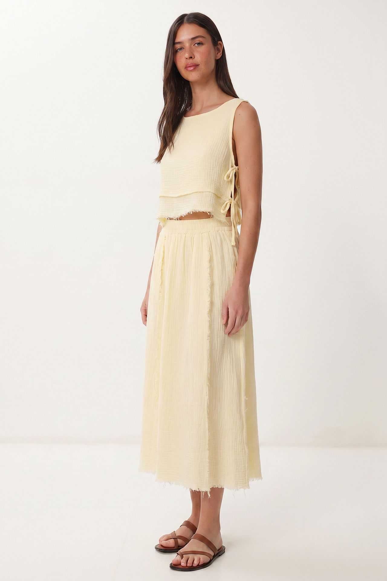 ISTANBUL Cotton Sleeveless Blouse And Midi Skirt Set 2