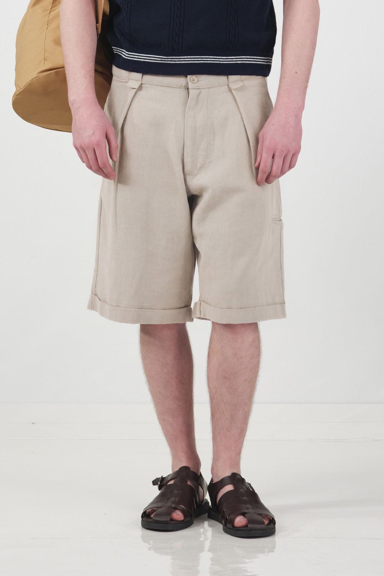 GIESTO Mid Waist Wide Leg Chino Shorts with Pockets 1