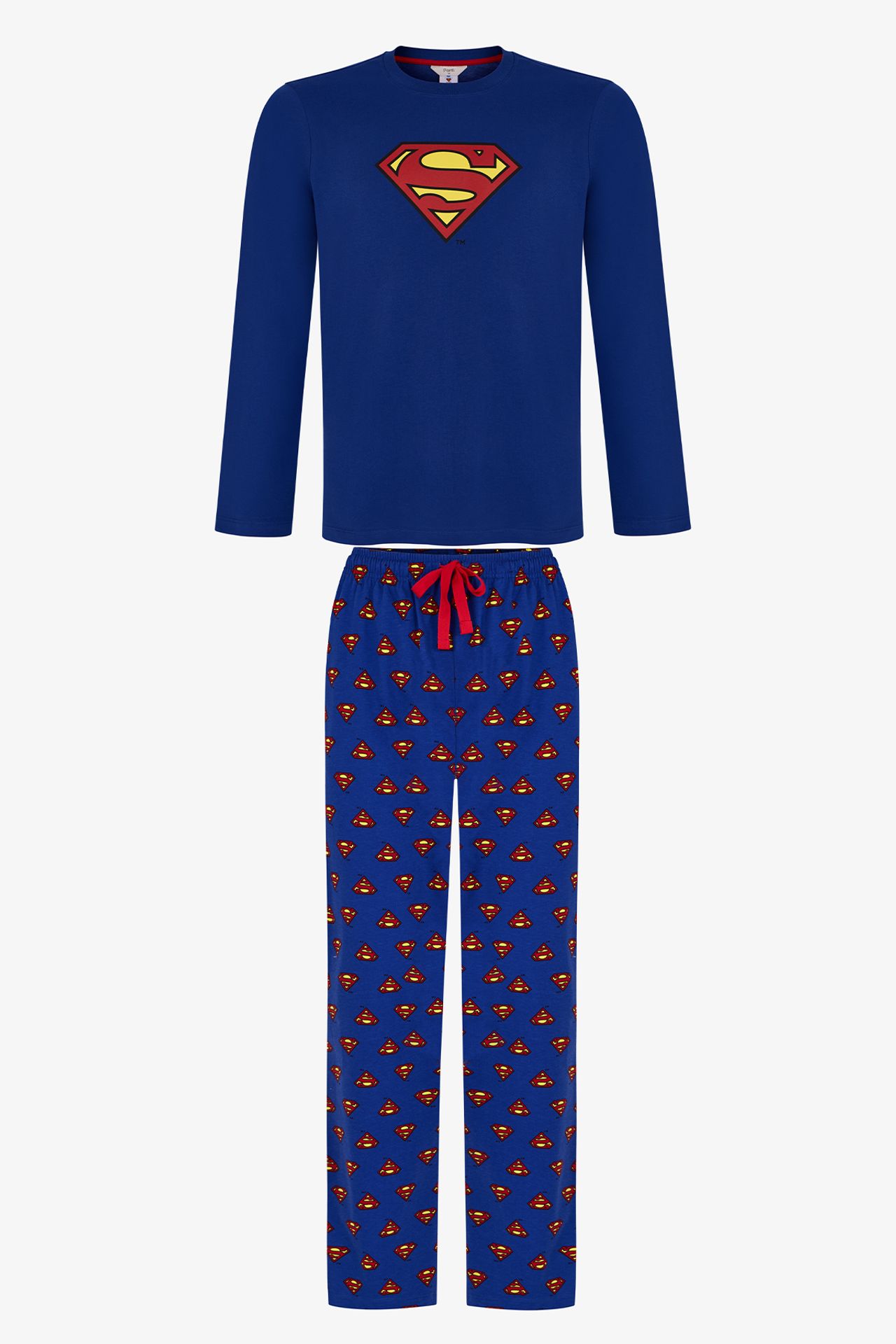 PENTI Men's Superman Plaid Pajama Set With Long Sleeves 1
