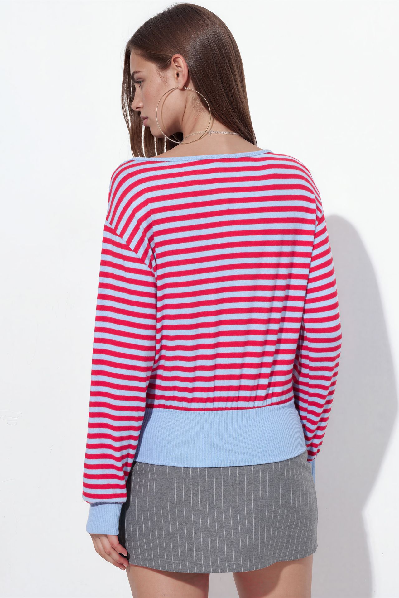 BUSEM Women's Striped Long-sleeve Ribbed T-shirt 3