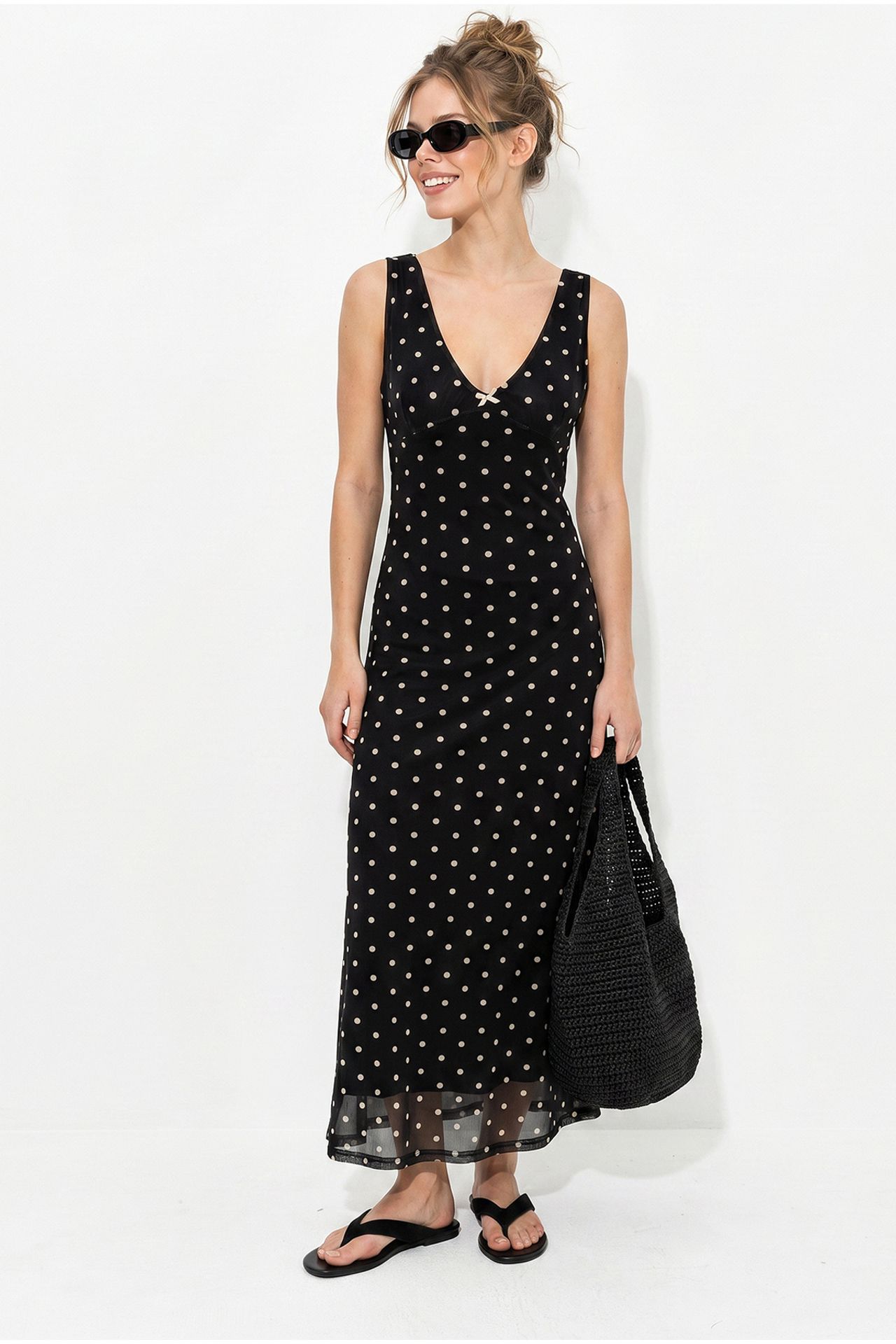 LUCCI Polka Dot Tulle Maxi Dress 4
