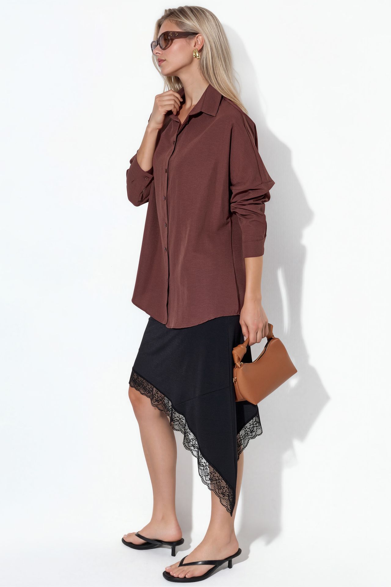 BDART Oversized Patterned Poplin Shirt With Button Closure 2