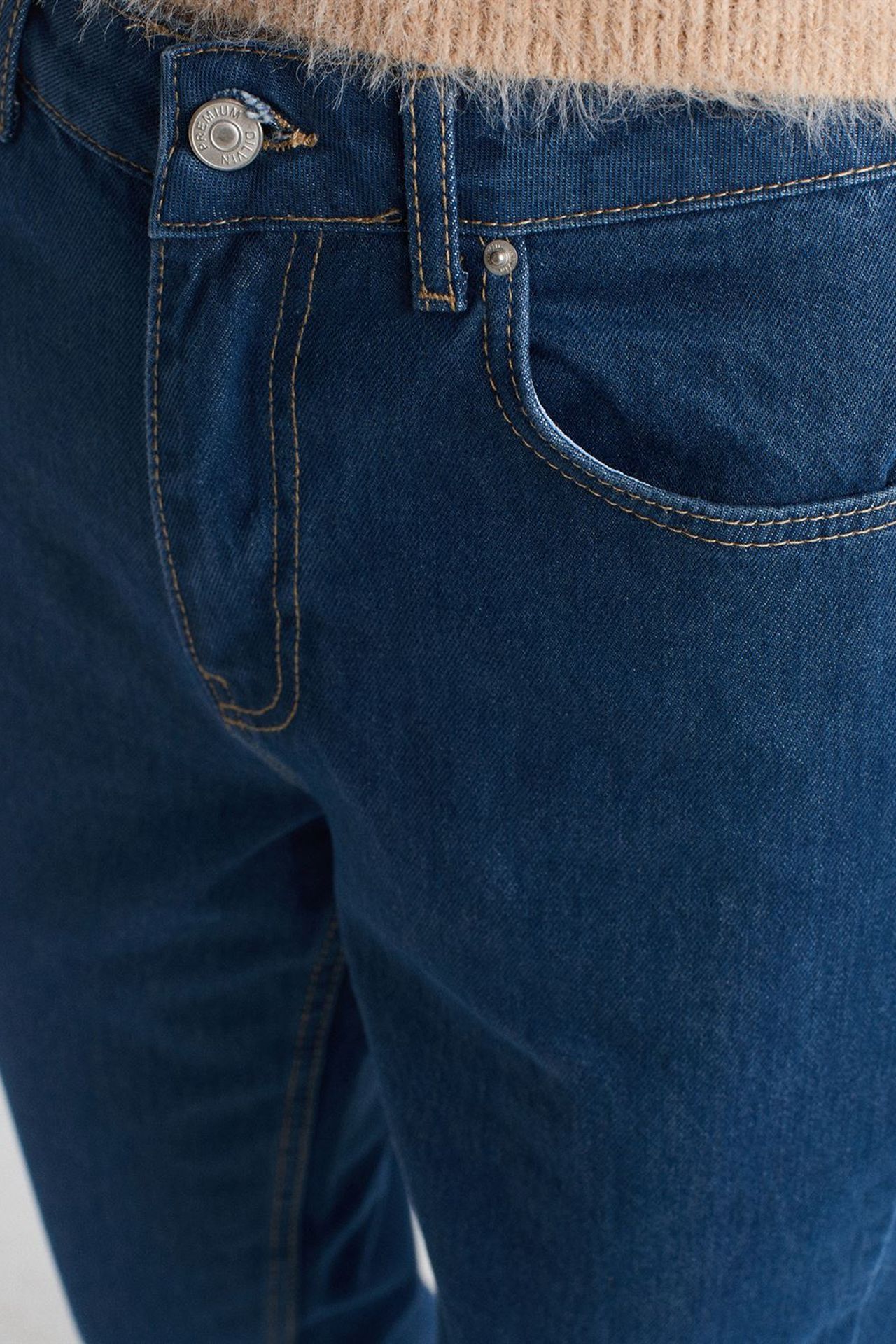 DILVIN Yüksek Bel Düz Paça Pamuklu Jean 4
