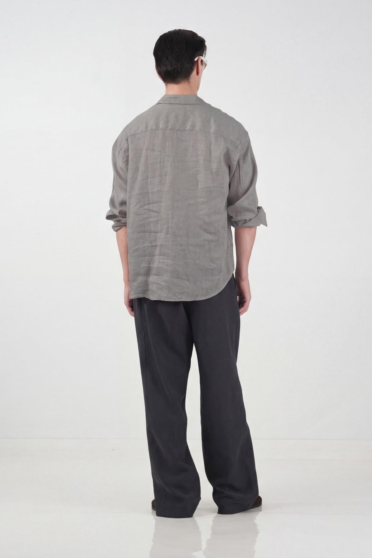 GIESTO Oversized Linen Blend Long Sleeve Shirt 3