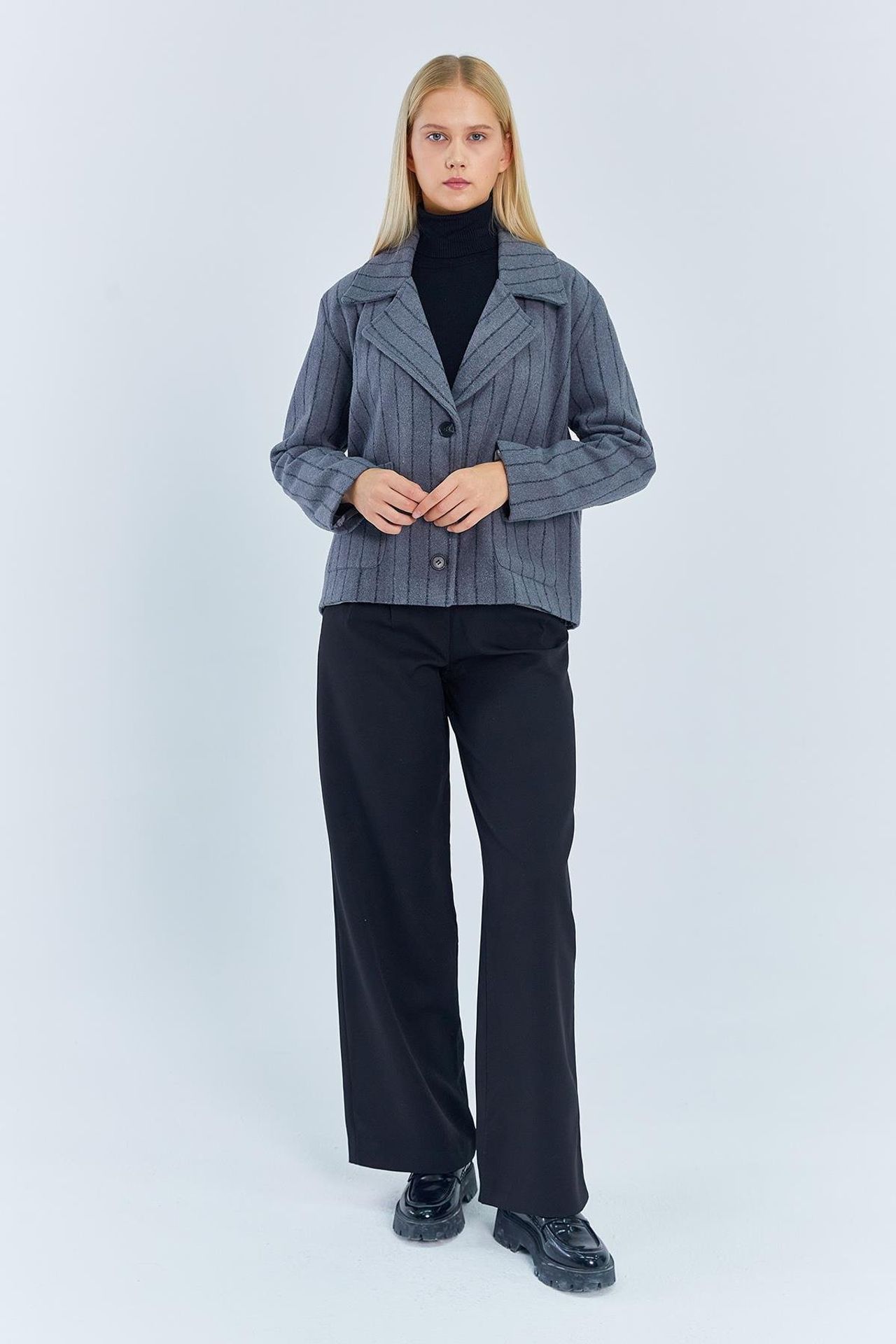 Mixray Oversized Striped Buttoned Jacket 3