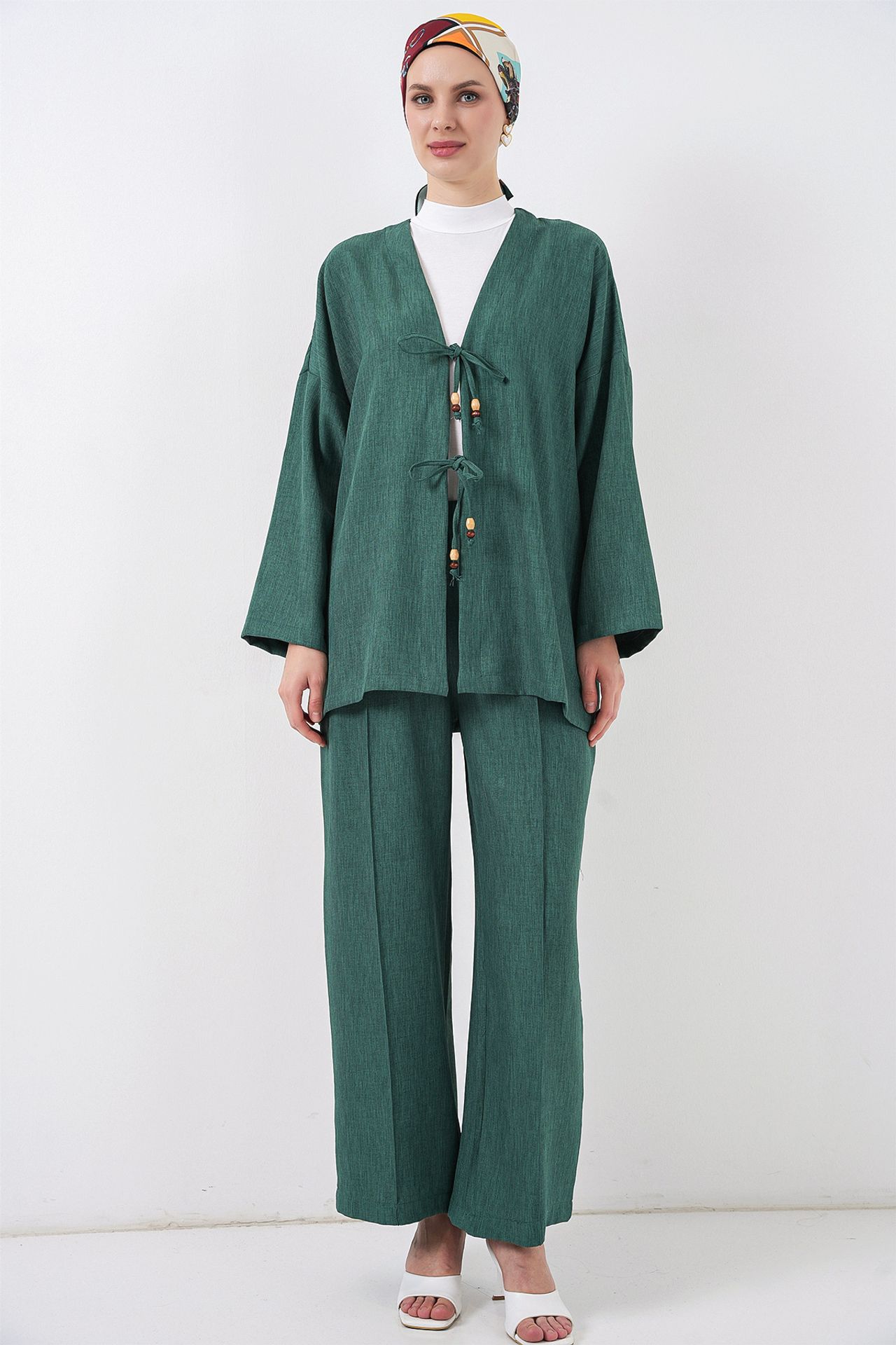 BDART V-Neck Cardigan and Wide Leg Pants Set 3