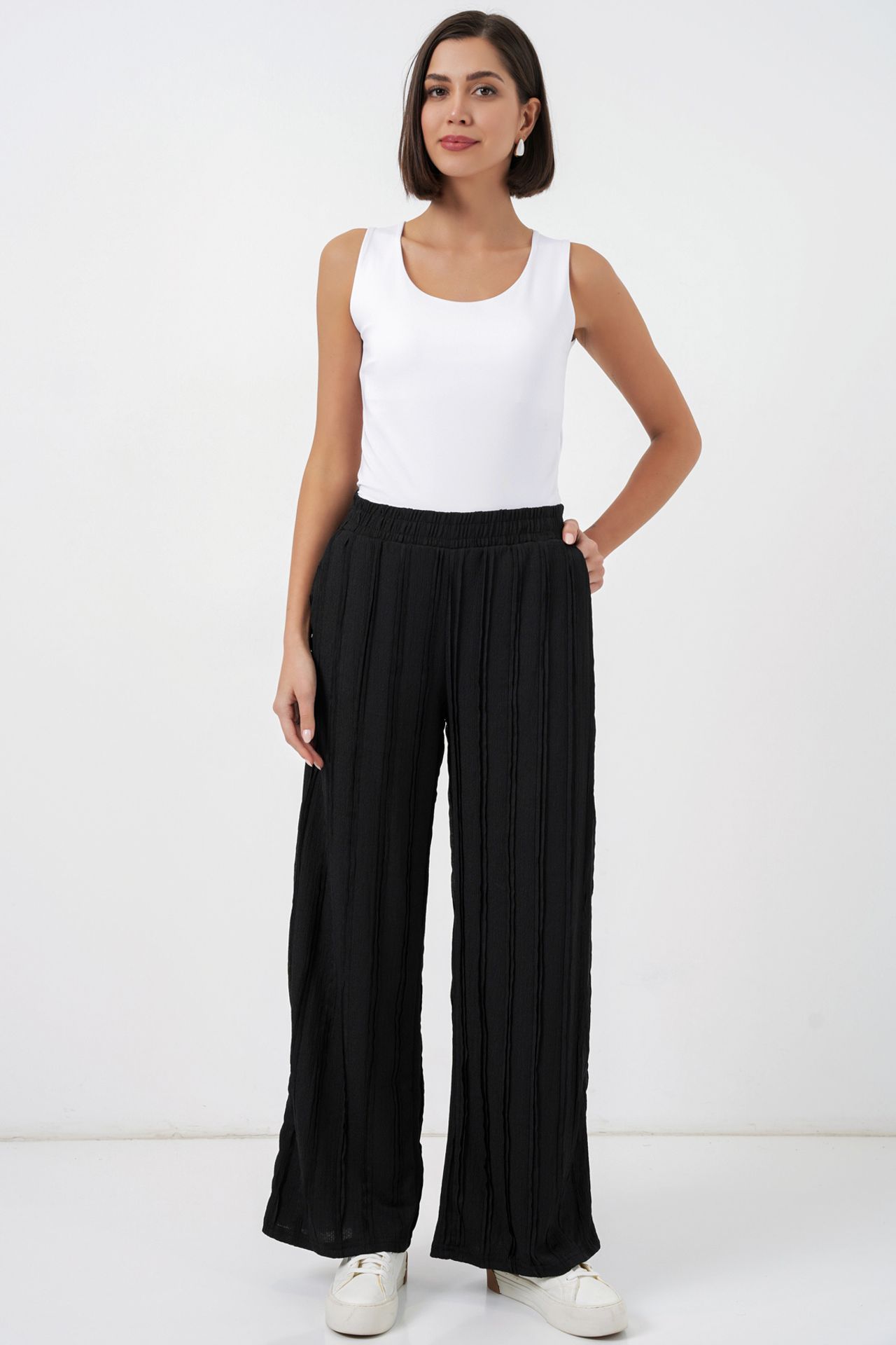 BDART Wide Leg Textured Pull-On Trousers 3