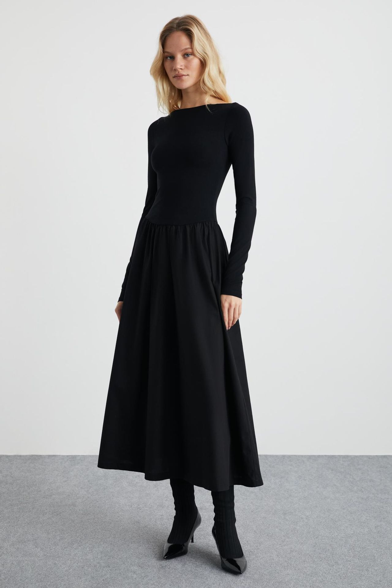 GRIMELANGE Boat Neck Pleated Maxi Dress 5