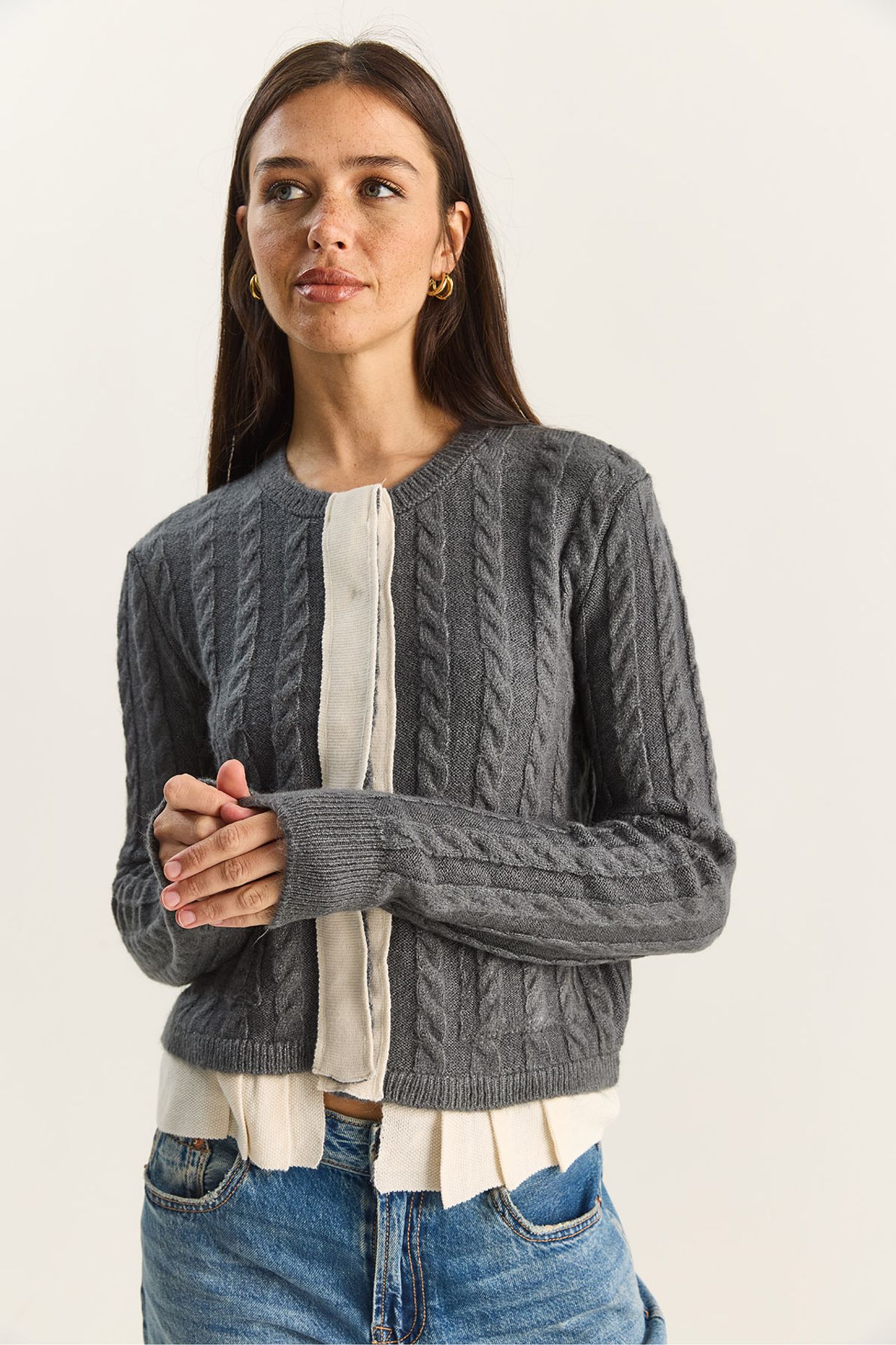 LUCCI Hair Beard Patterned Knit Cardigan 4