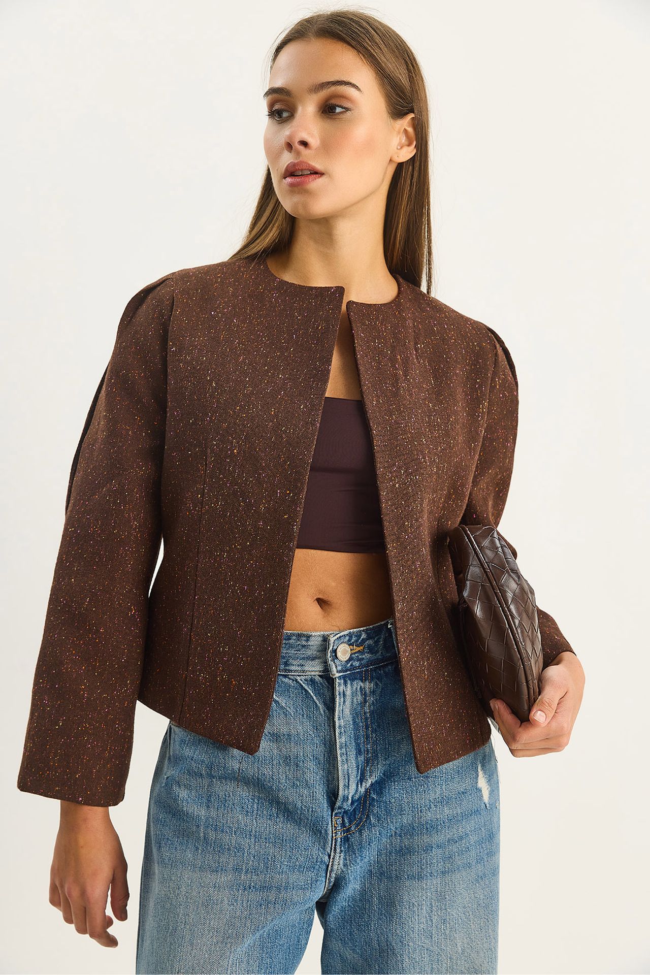 LUCCI Textured Open Collar Lined Jacket 5
