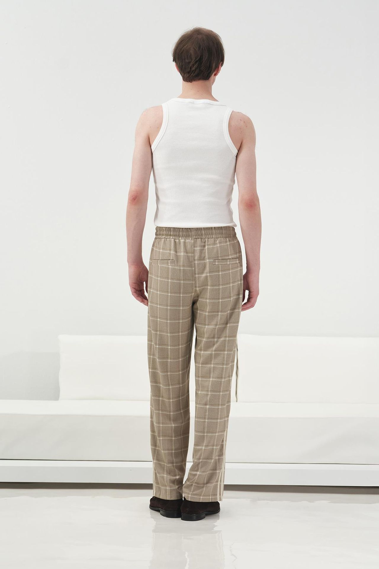 GIESTO Plaid Straight Leg Pants with Elastic Waist 2