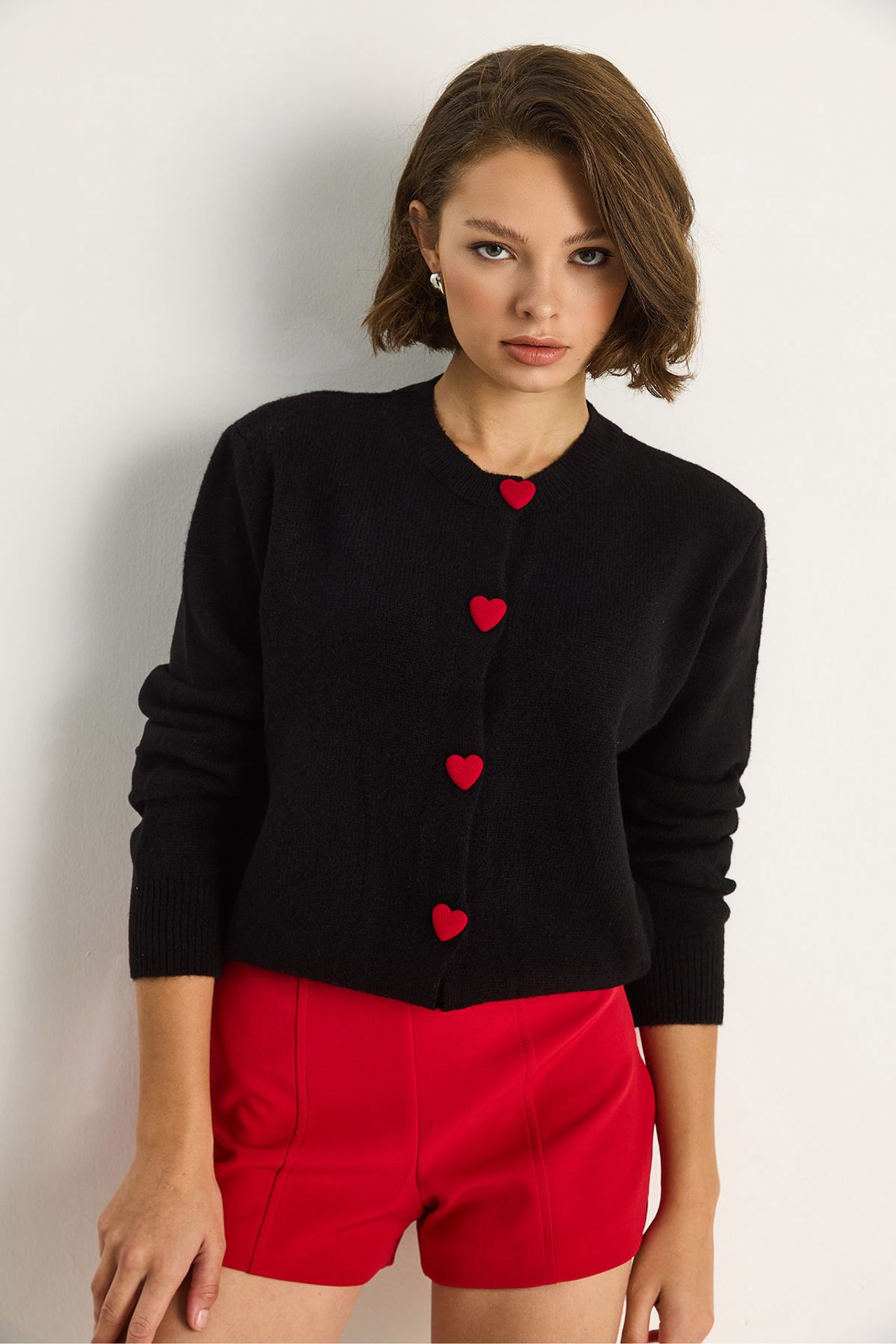 LUCCI Heart Buttoned Cardigan