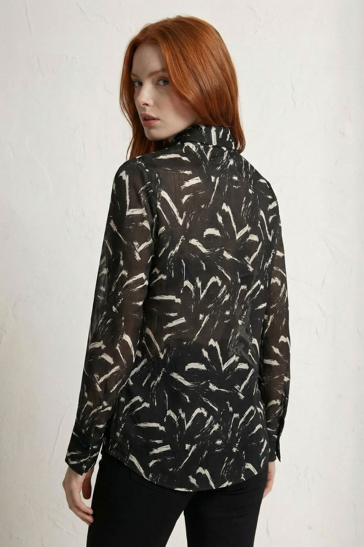 MY FASHION Abstract Print Button-Up Shirt 4