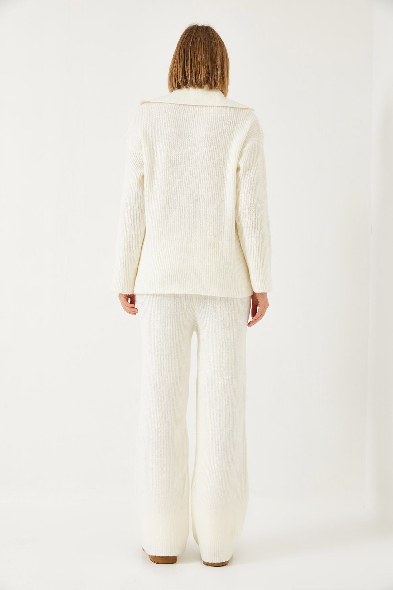 LUCCI High Waist Wide Leg Two-Piece Coord Set with Shirt Collar