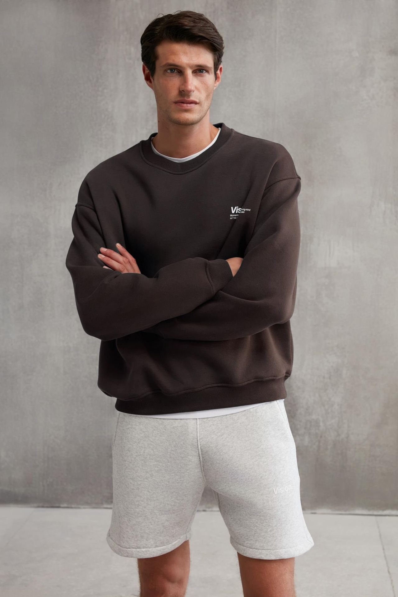 GRIMELANGE Baskılı Geniş Kalıp Bisiklet Yaka Sweatshirt 3
