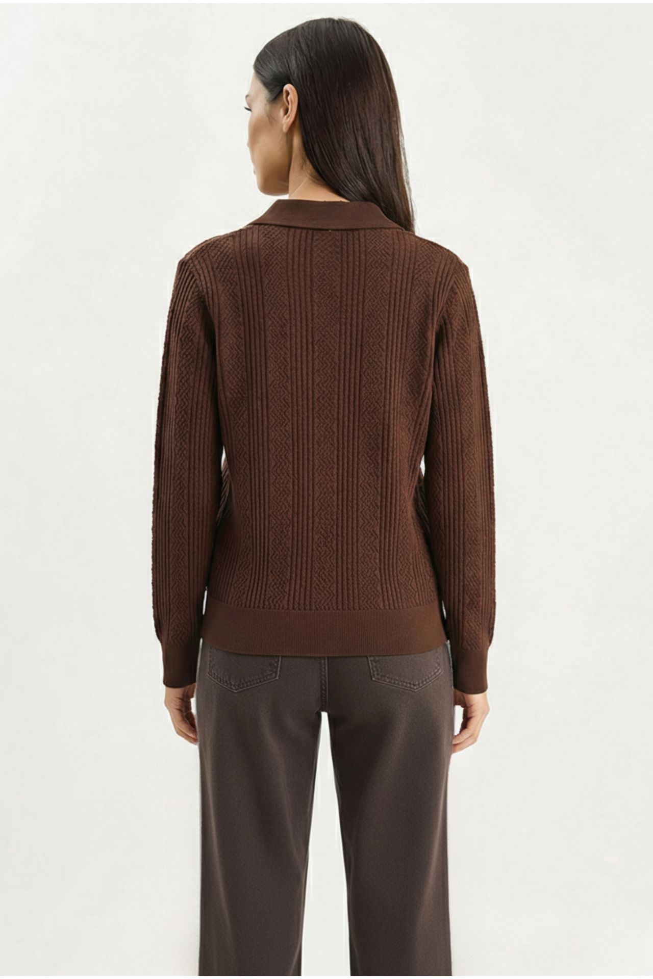 LUCCI Textured Polo Collar Sweater 5